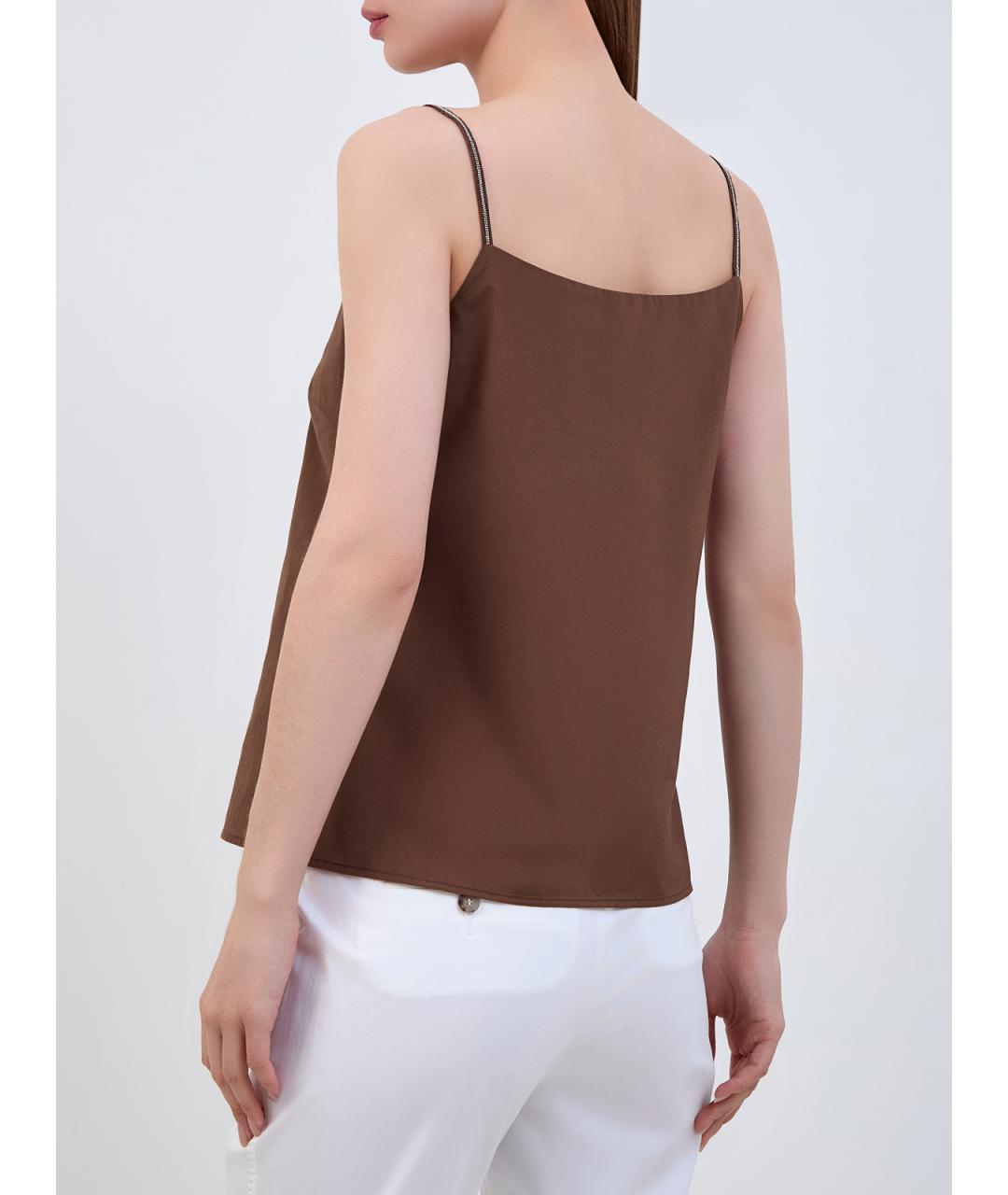 PESERICO Коричневая хлопковая майка, фото 4