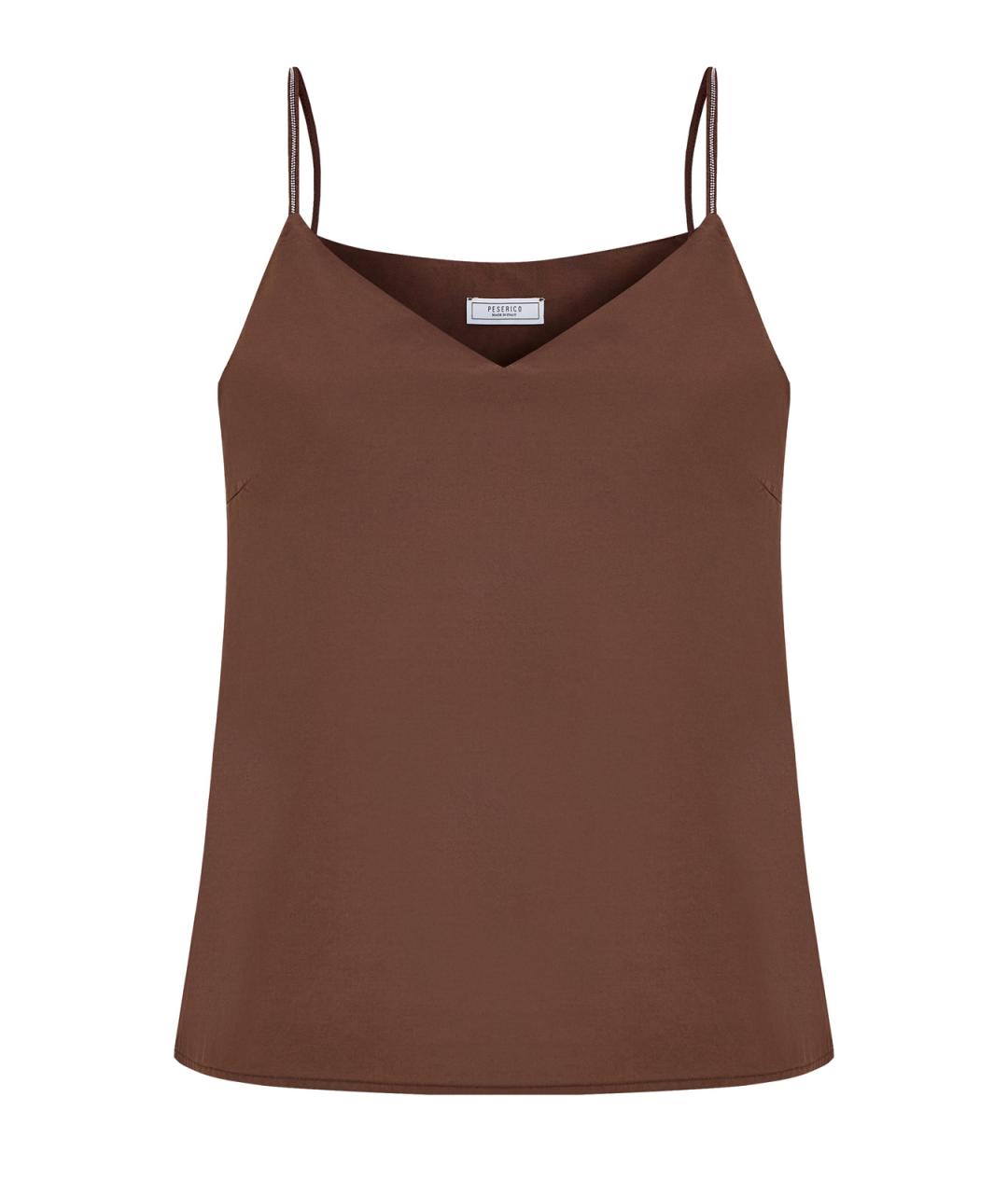 PESERICO Коричневая хлопковая майка, фото 1