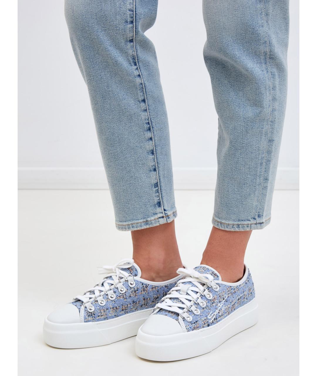 SANTONI Голубые текстильные кеды, фото 2