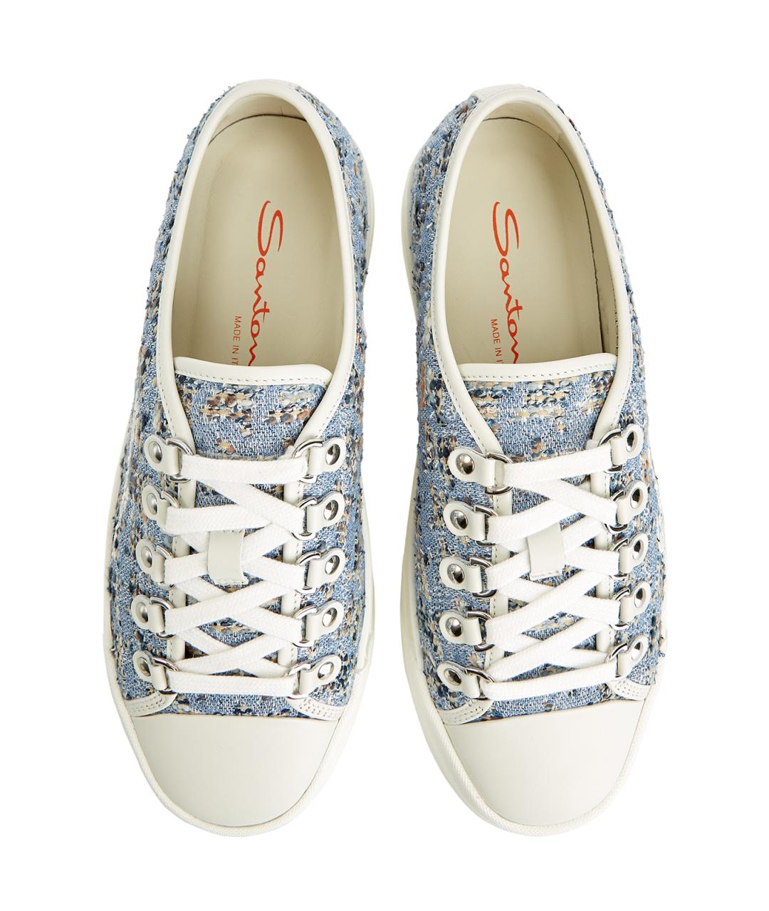 SANTONI Голубые текстильные кеды, фото 5