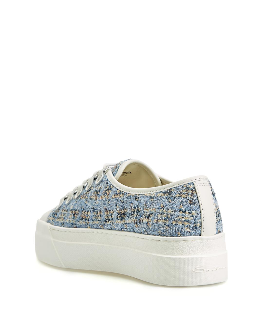 SANTONI Голубые текстильные кеды, фото 4