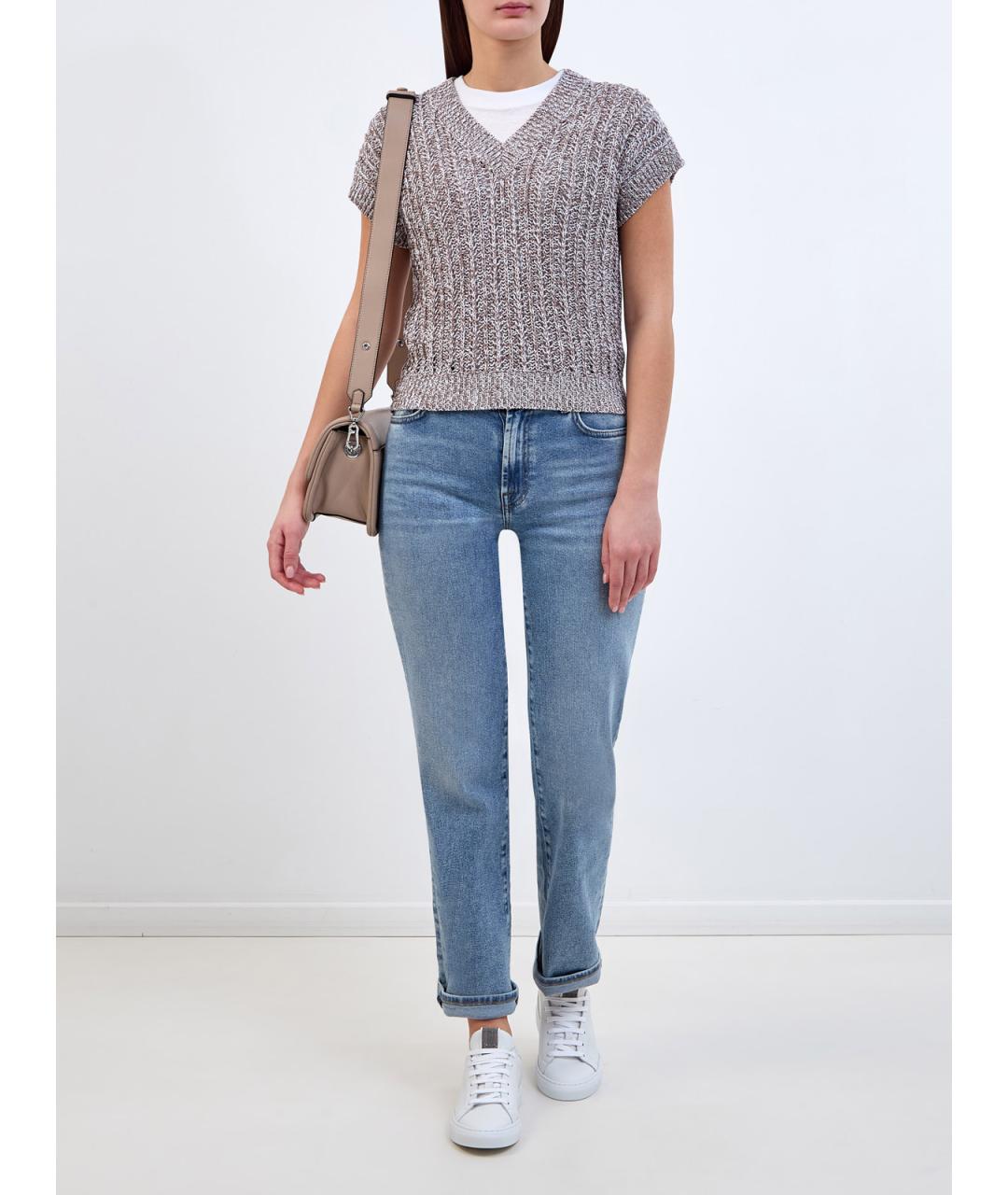 PESERICO Коричневая хлопковая жилетка, фото 2