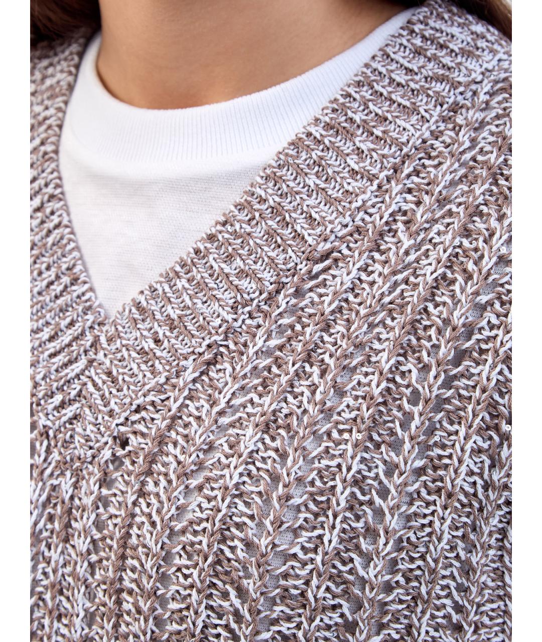 PESERICO Коричневая хлопковая жилетка, фото 5