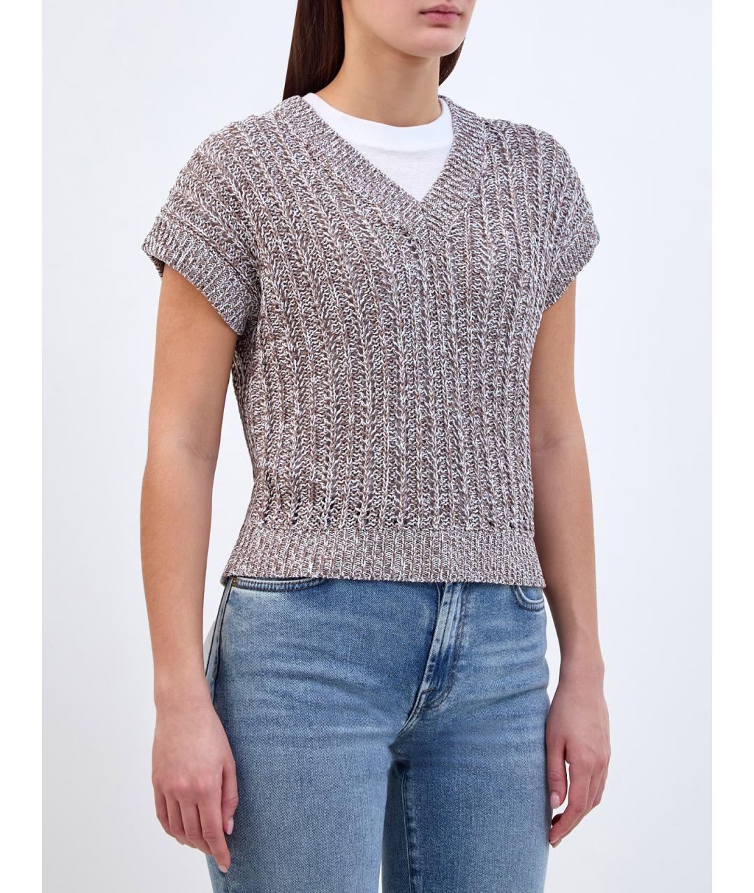 PESERICO Коричневая хлопковая жилетка, фото 3