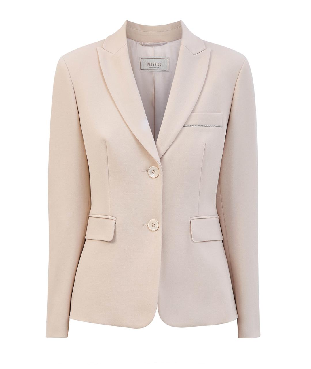 PESERICO Бежевый полиэстеровый жакет/пиджак, фото 1