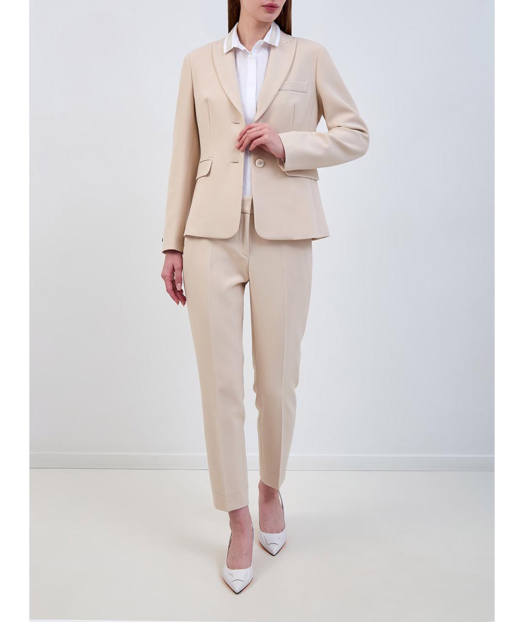 PESERICO Бежевый полиэстеровый жакет/пиджак, фото 2