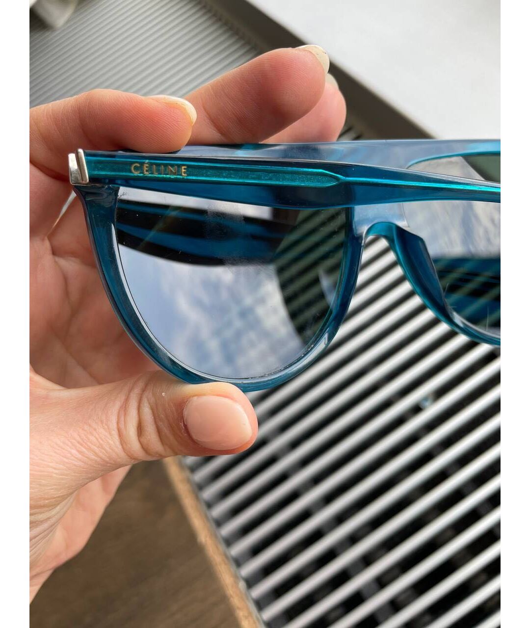 CELINE PRE-OWNED Голубые пластиковые солнцезащитные очки, фото 3