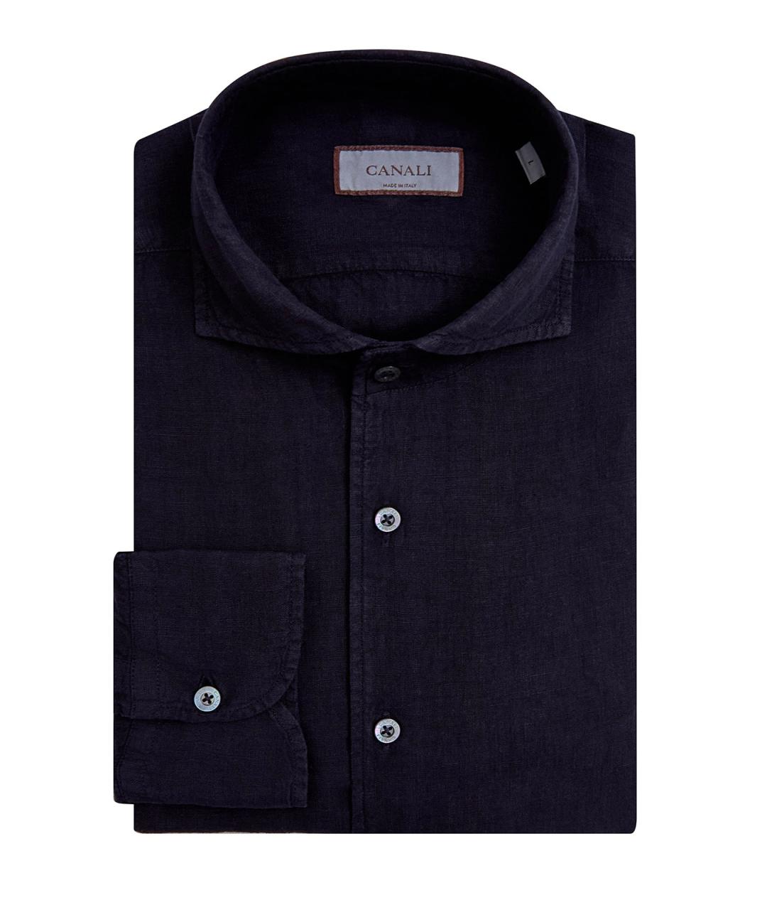 CANALI Черная льняная классическая рубашка, фото 1