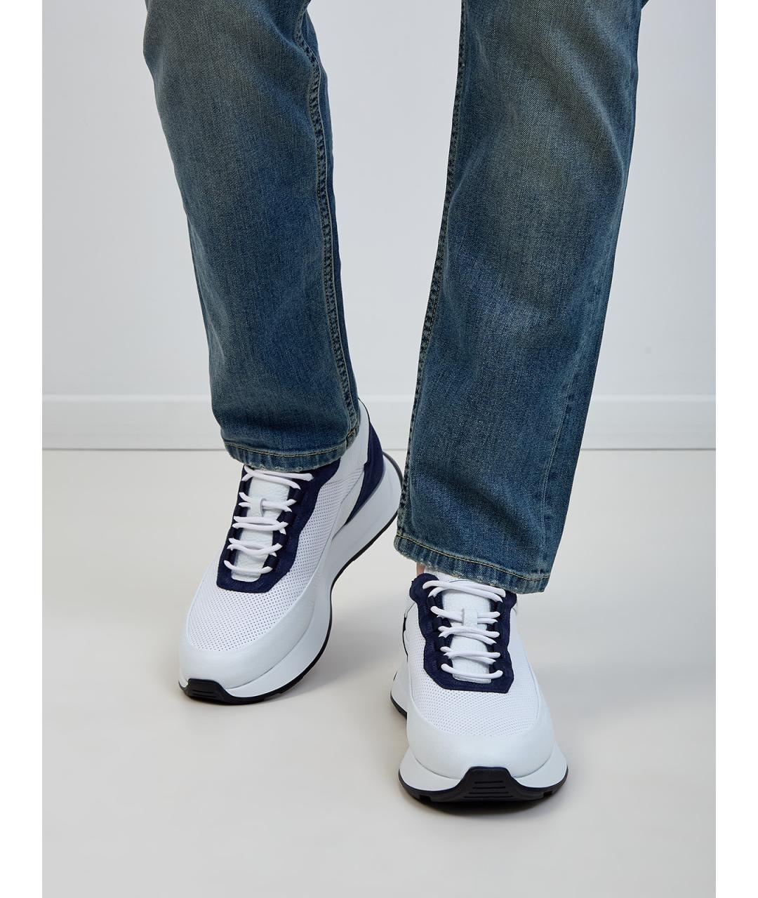 BARRETT Белые кожаные низкие кроссовки / кеды, фото 2