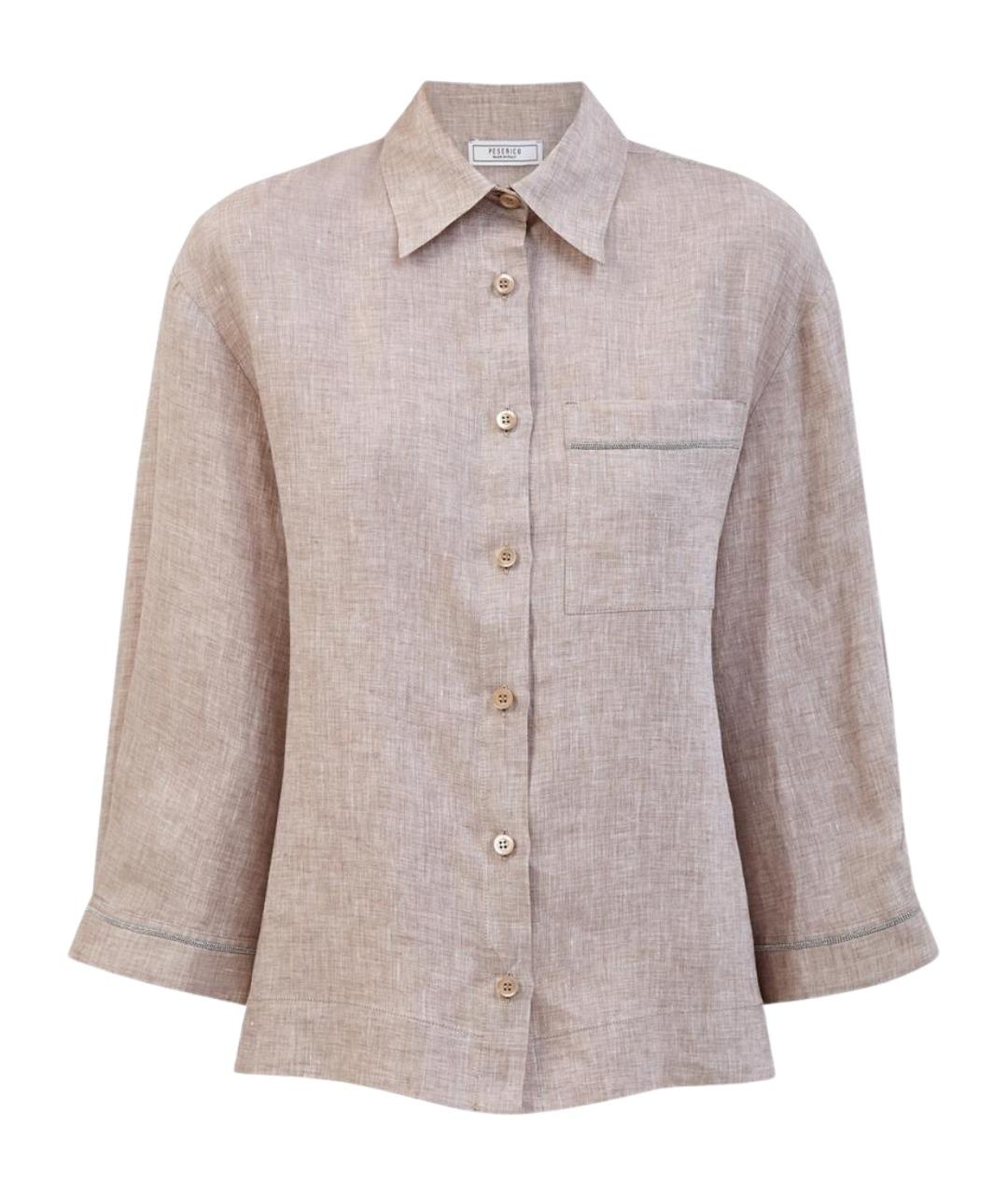 PESERICO Бежевая льняная рубашка, фото 1