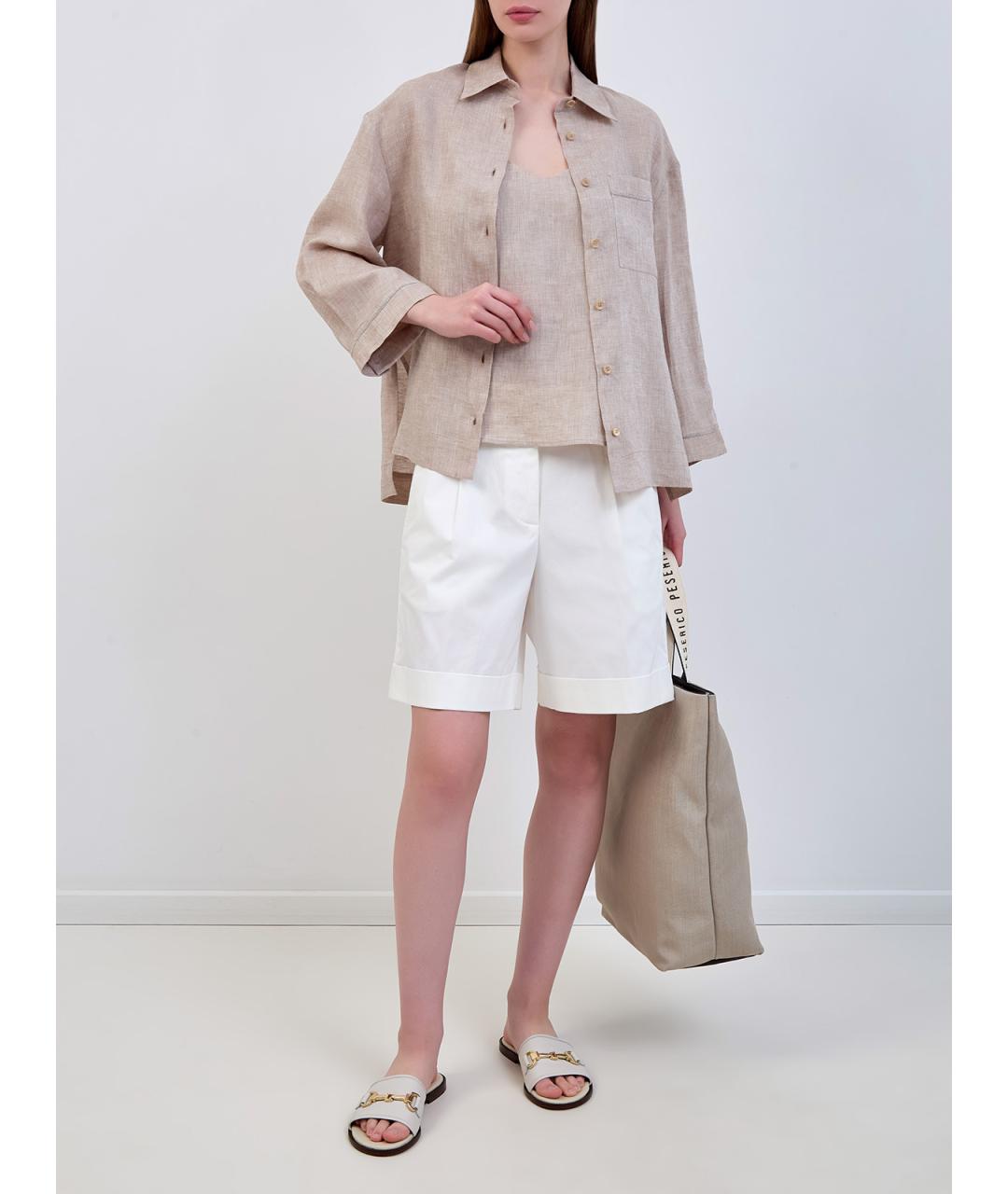 PESERICO Бежевая льняная рубашка, фото 2