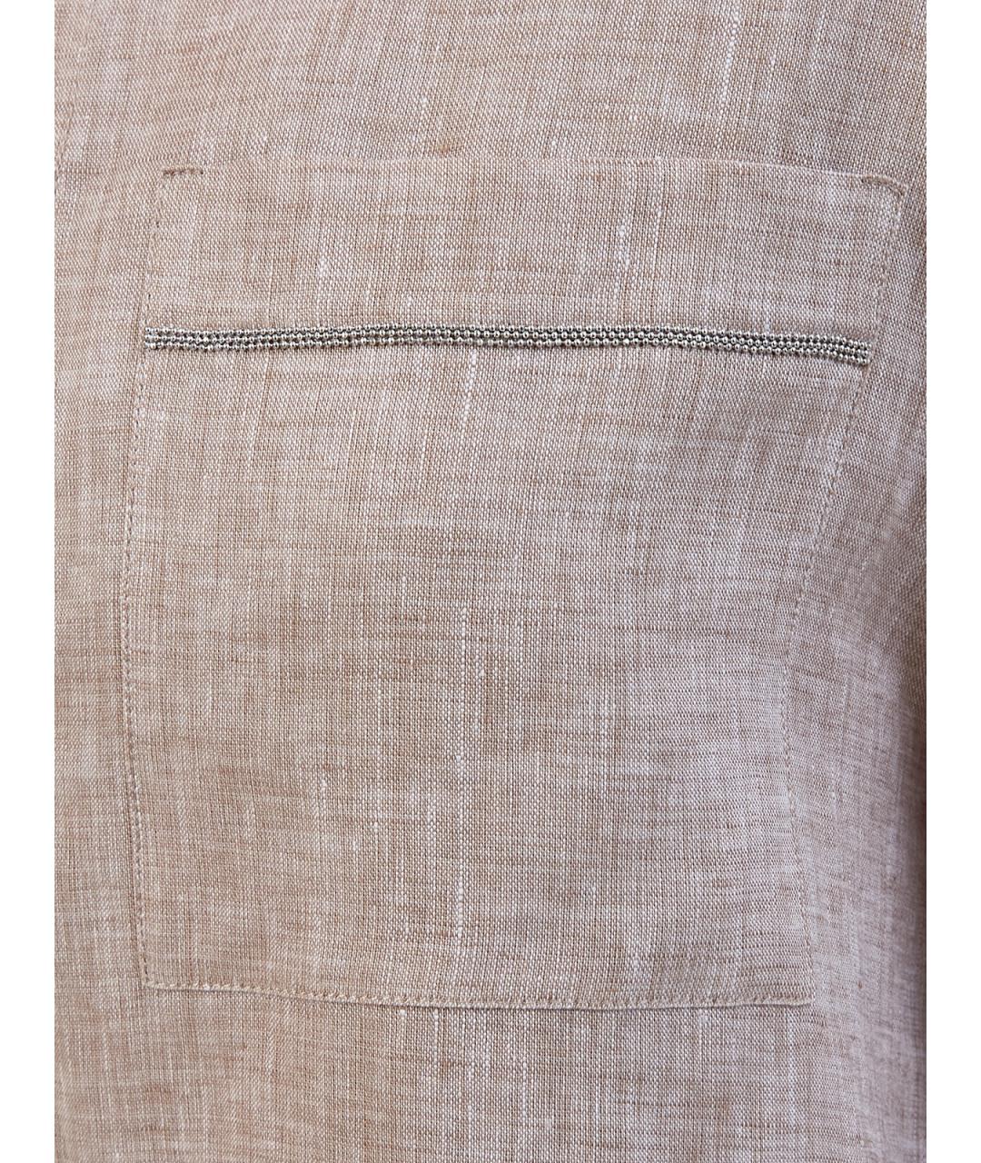 PESERICO Бежевая льняная рубашка, фото 5