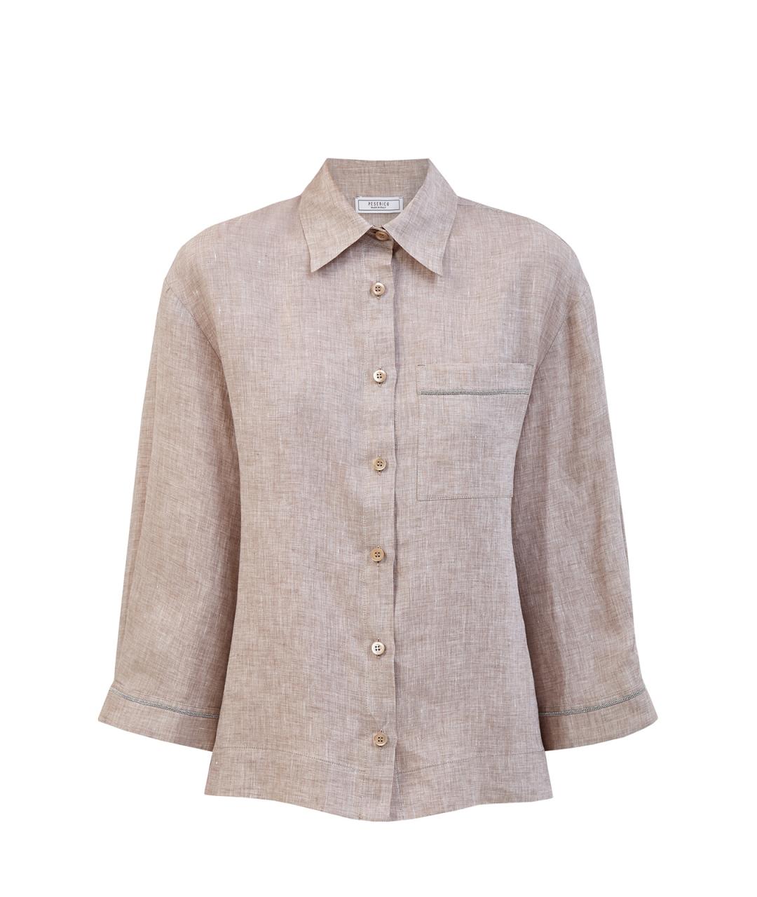 PESERICO Бежевая льняная рубашка, фото 6