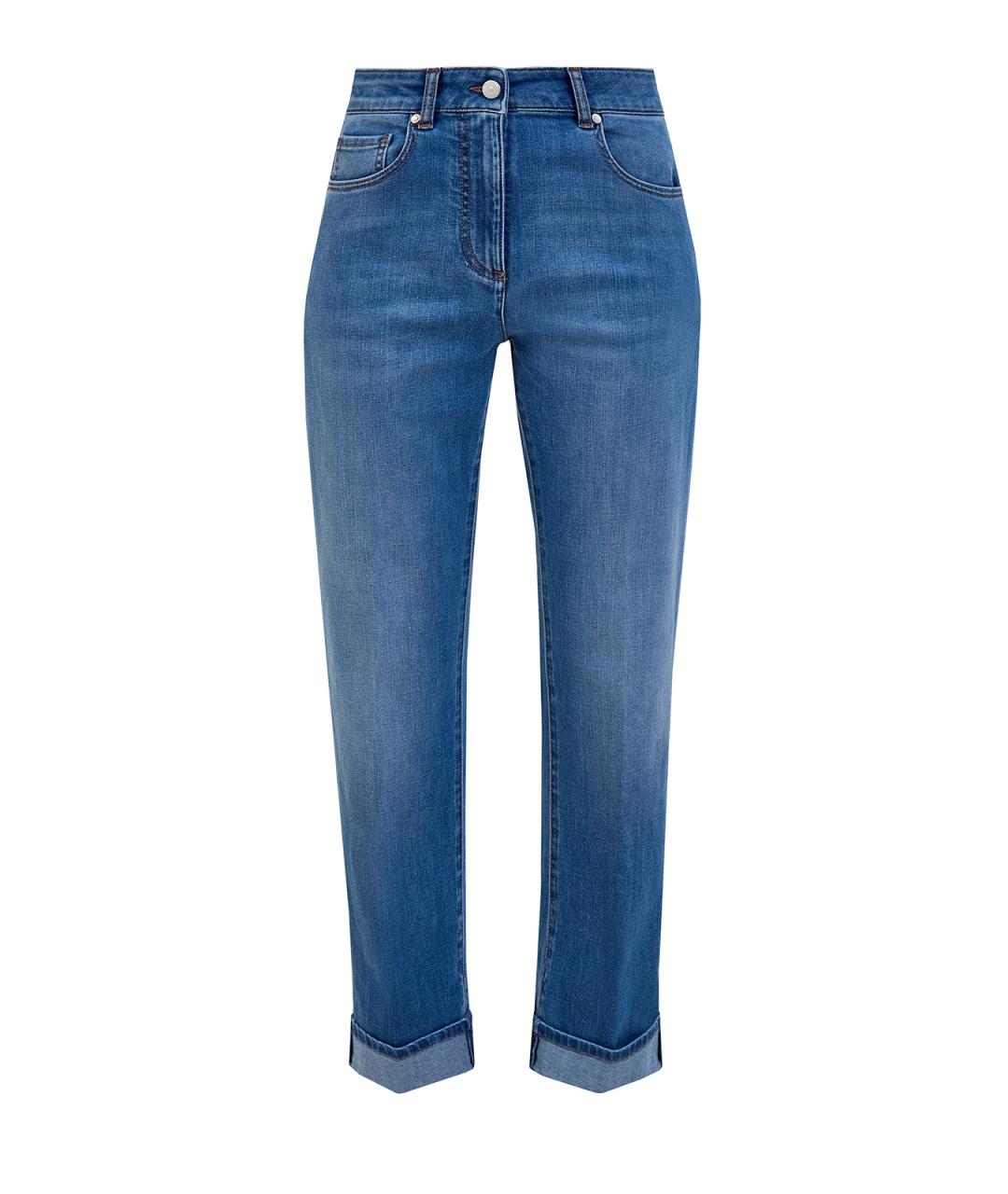 PESERICO Синие хлопковые прямые джинсы, фото 1