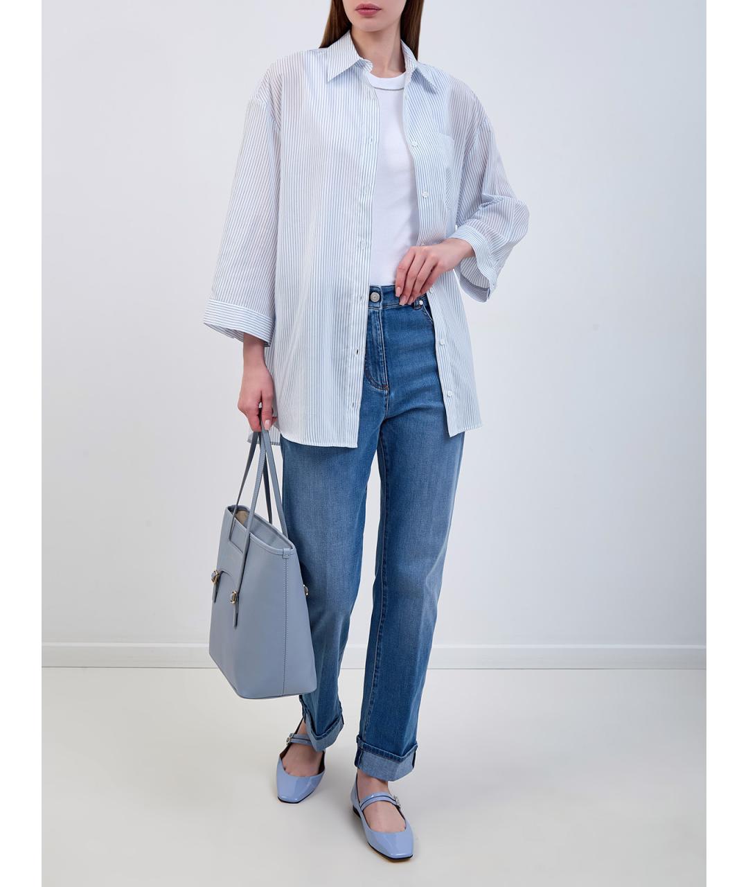 PESERICO Синие хлопковые прямые джинсы, фото 2