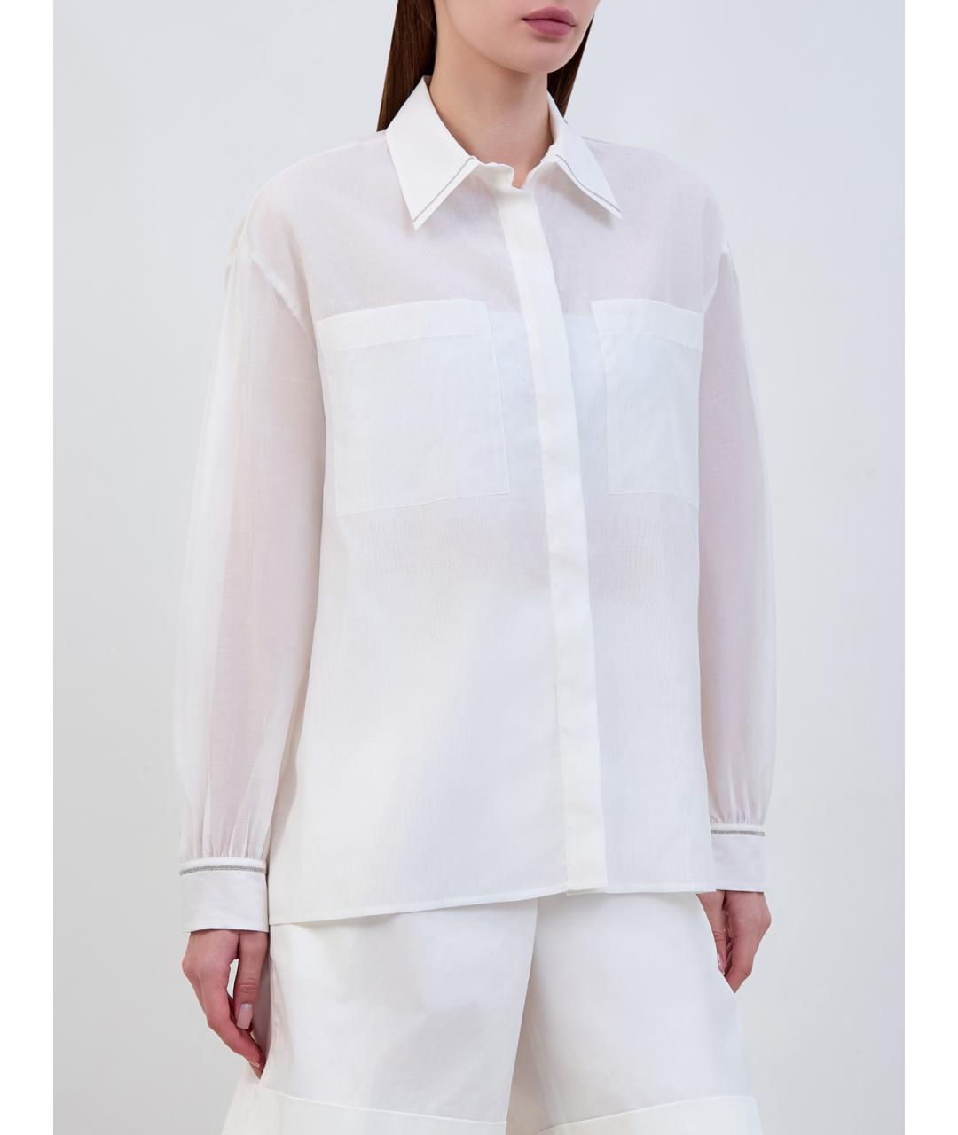 PESERICO Белая хлопковая рубашка, фото 3