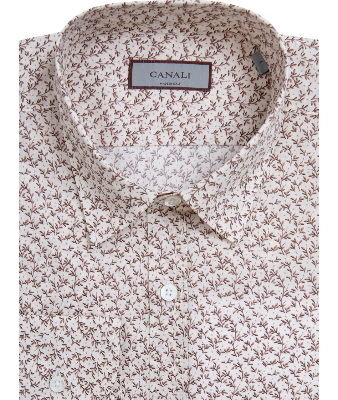 CANALI Бежевая хлопковая кэжуал рубашка, фото 2