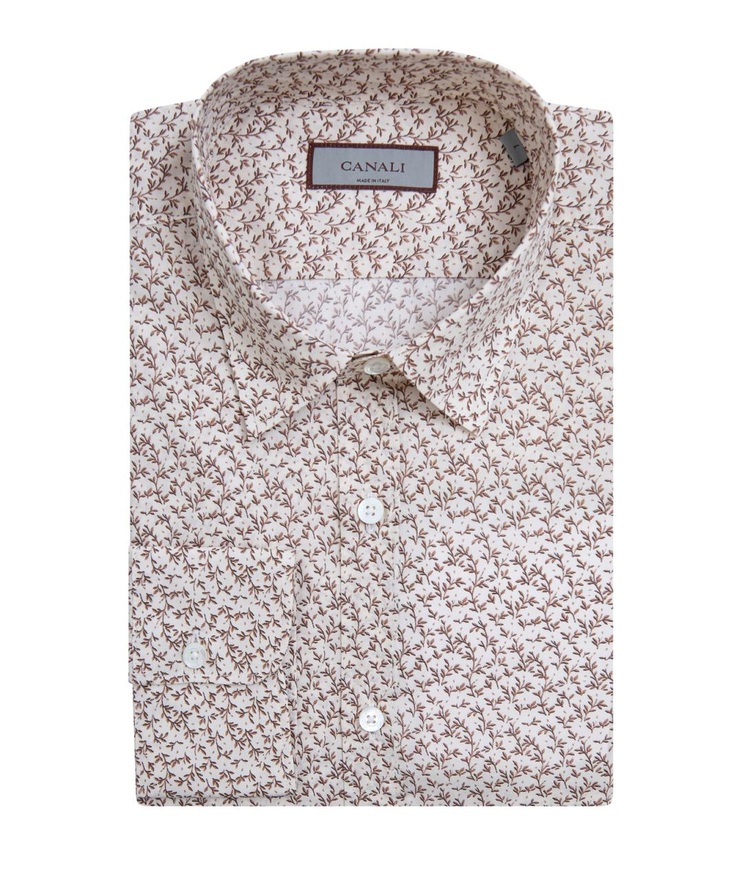 CANALI Бежевая хлопковая кэжуал рубашка, фото 1