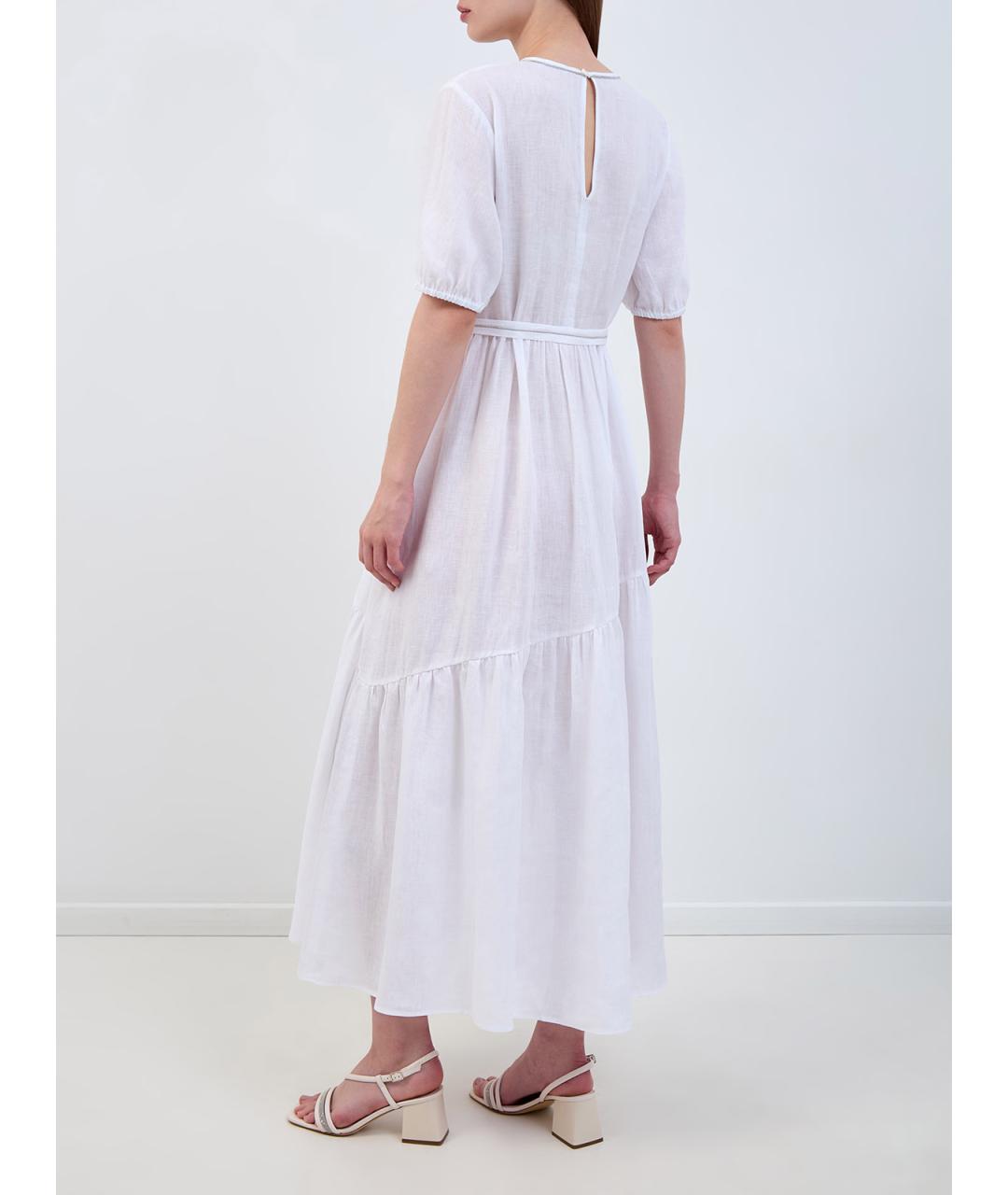PESERICO Белое льняное повседневное платье, фото 4