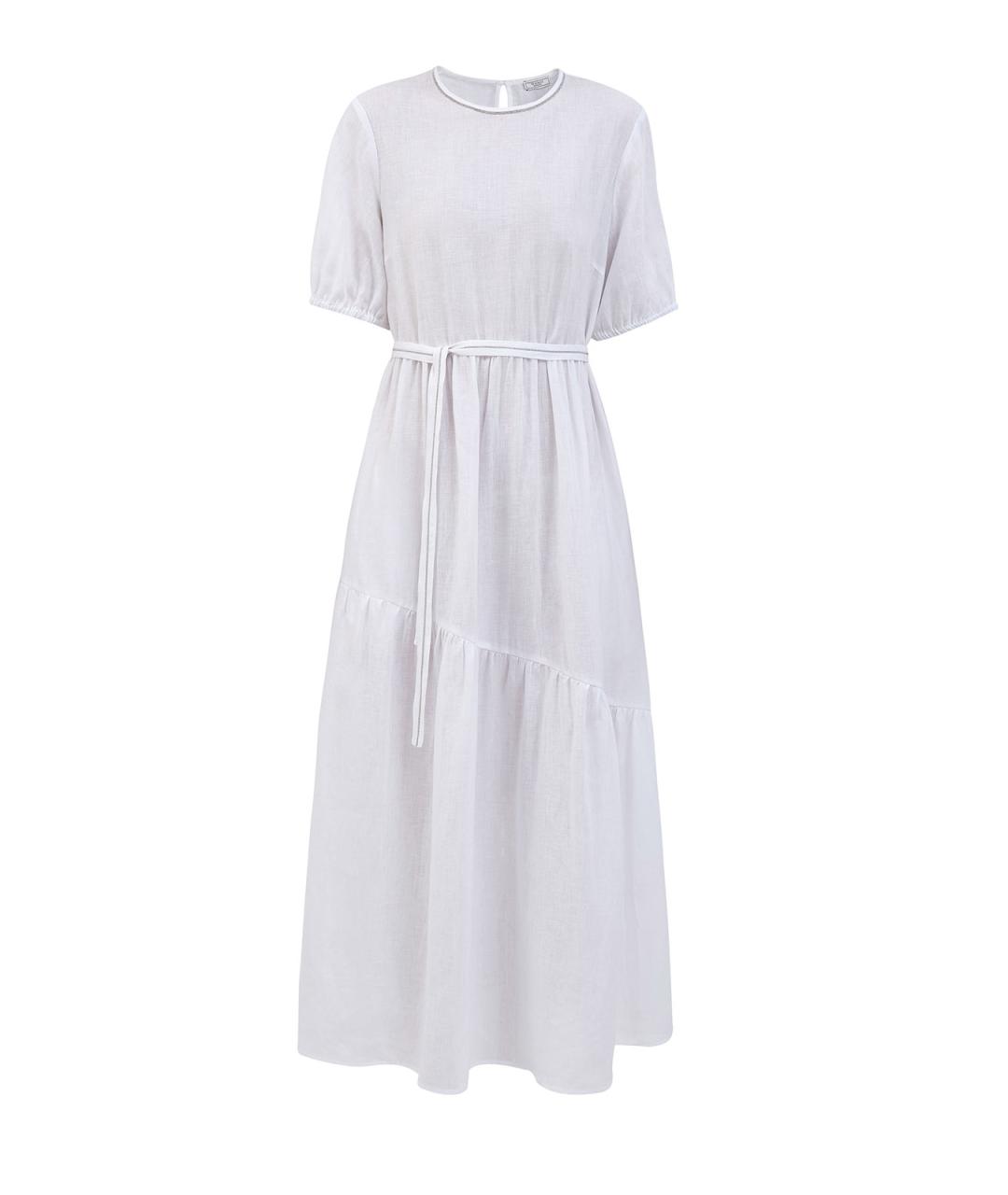 PESERICO Белое льняное повседневное платье, фото 1