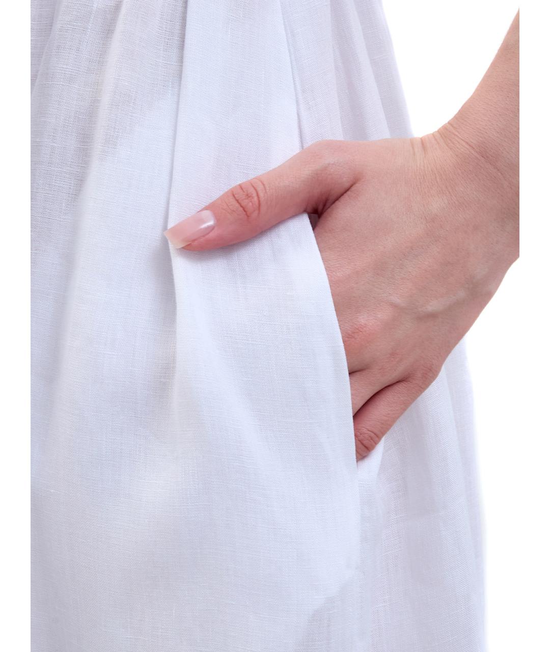 PESERICO Белое льняное повседневное платье, фото 5