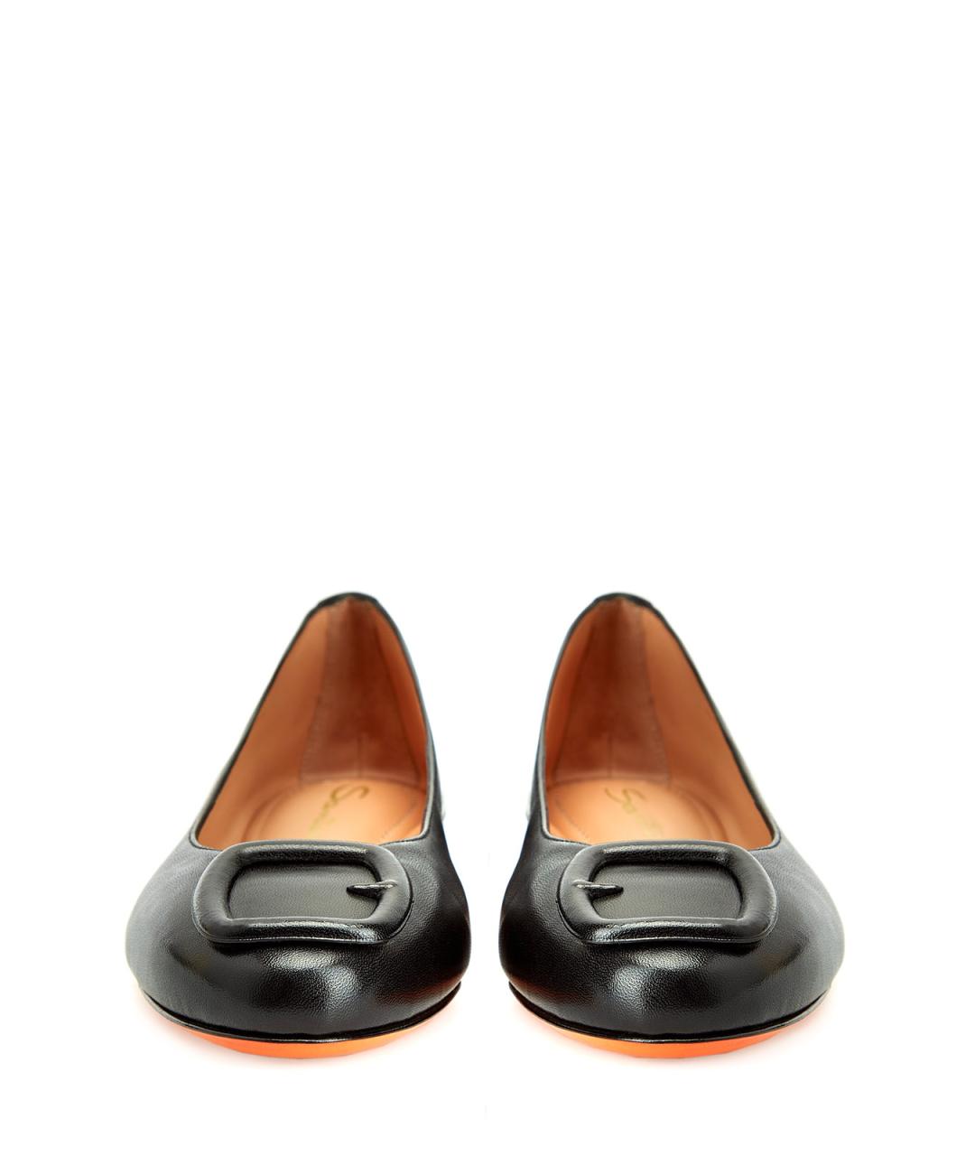 SANTONI Черные кожаные балетки, фото 5