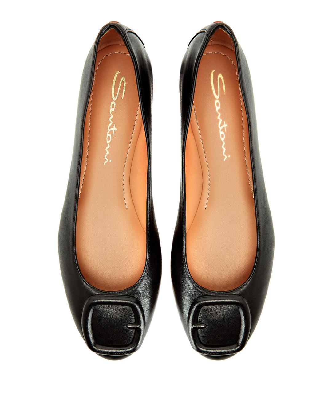 SANTONI Черные кожаные балетки, фото 6