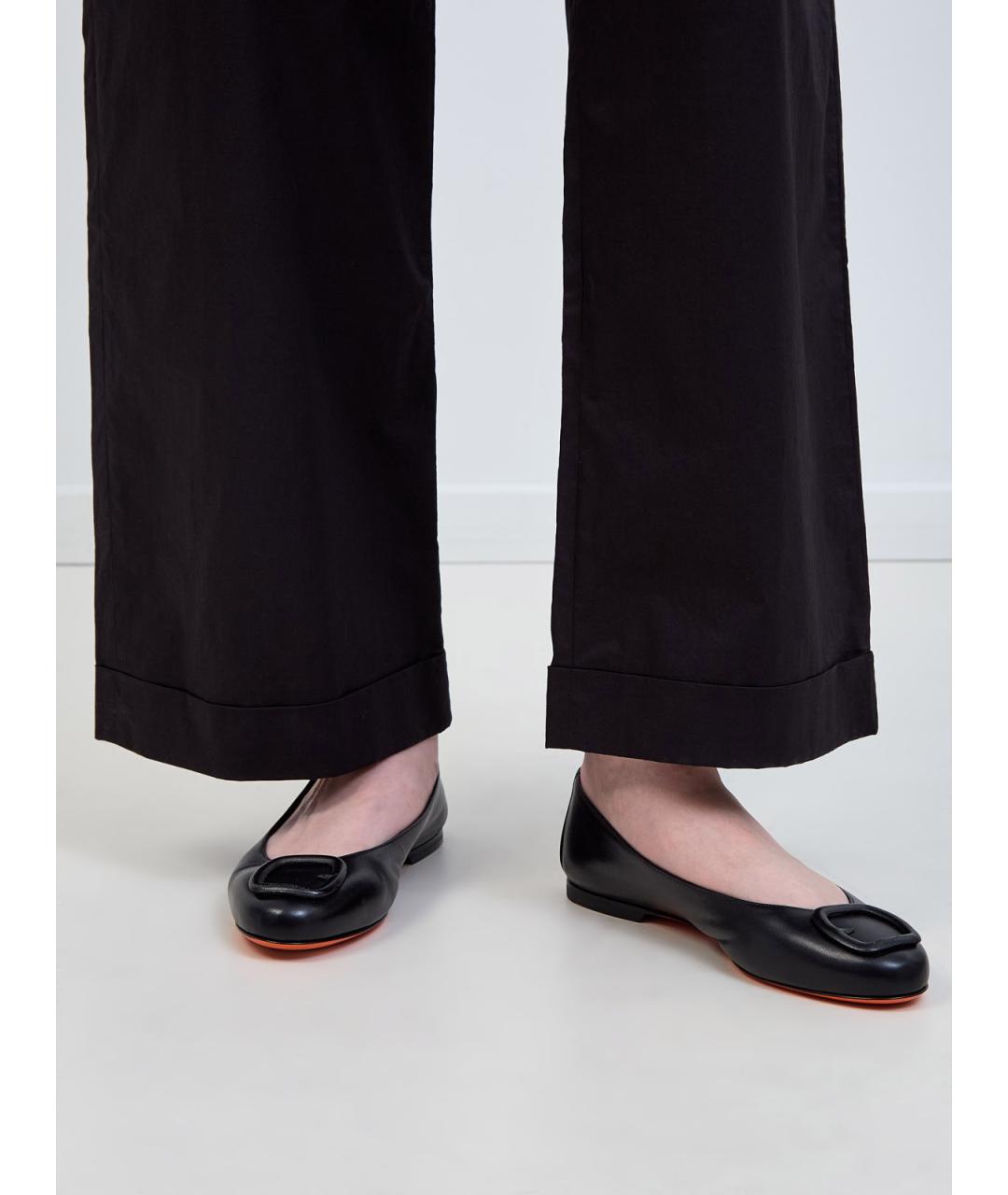 SANTONI Черные кожаные балетки, фото 2