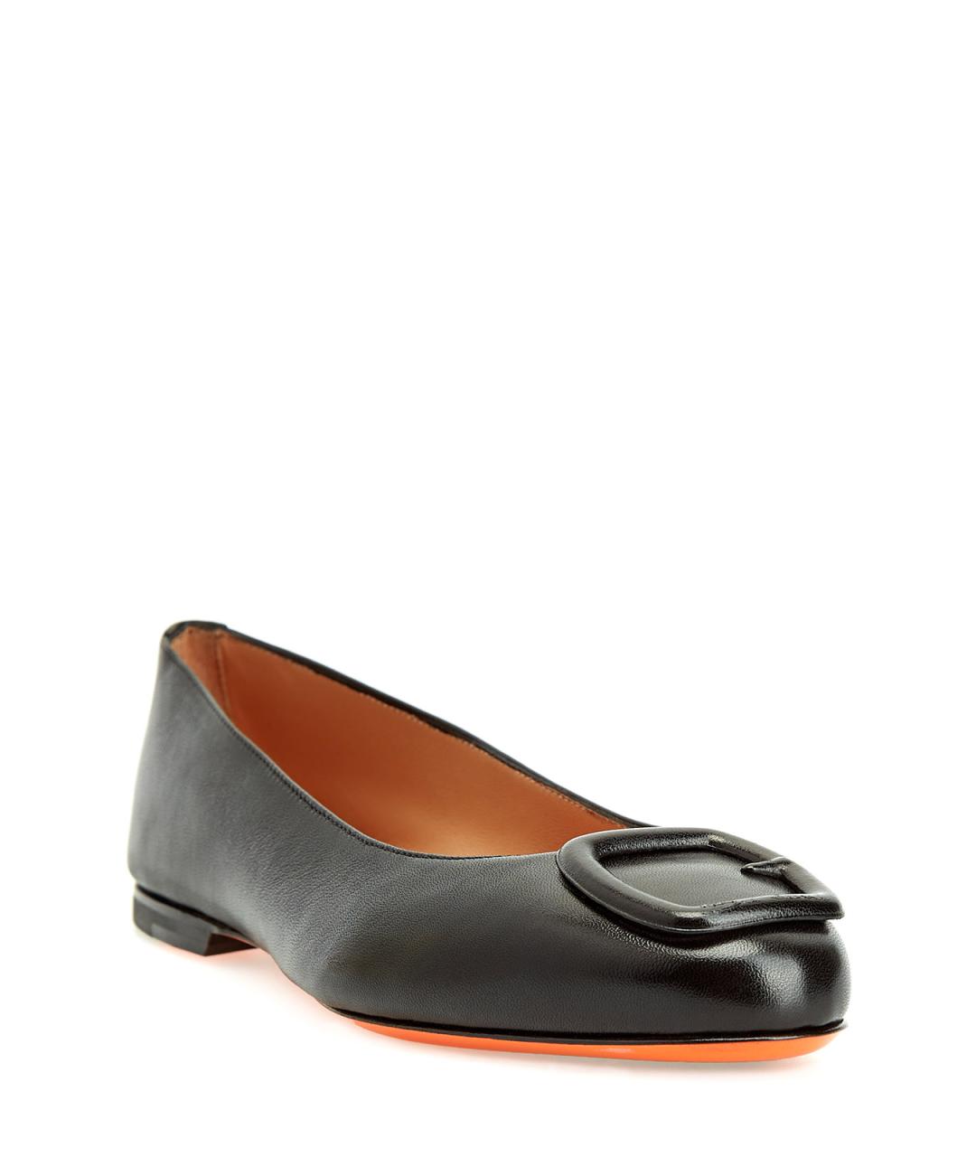 SANTONI Черные кожаные балетки, фото 3