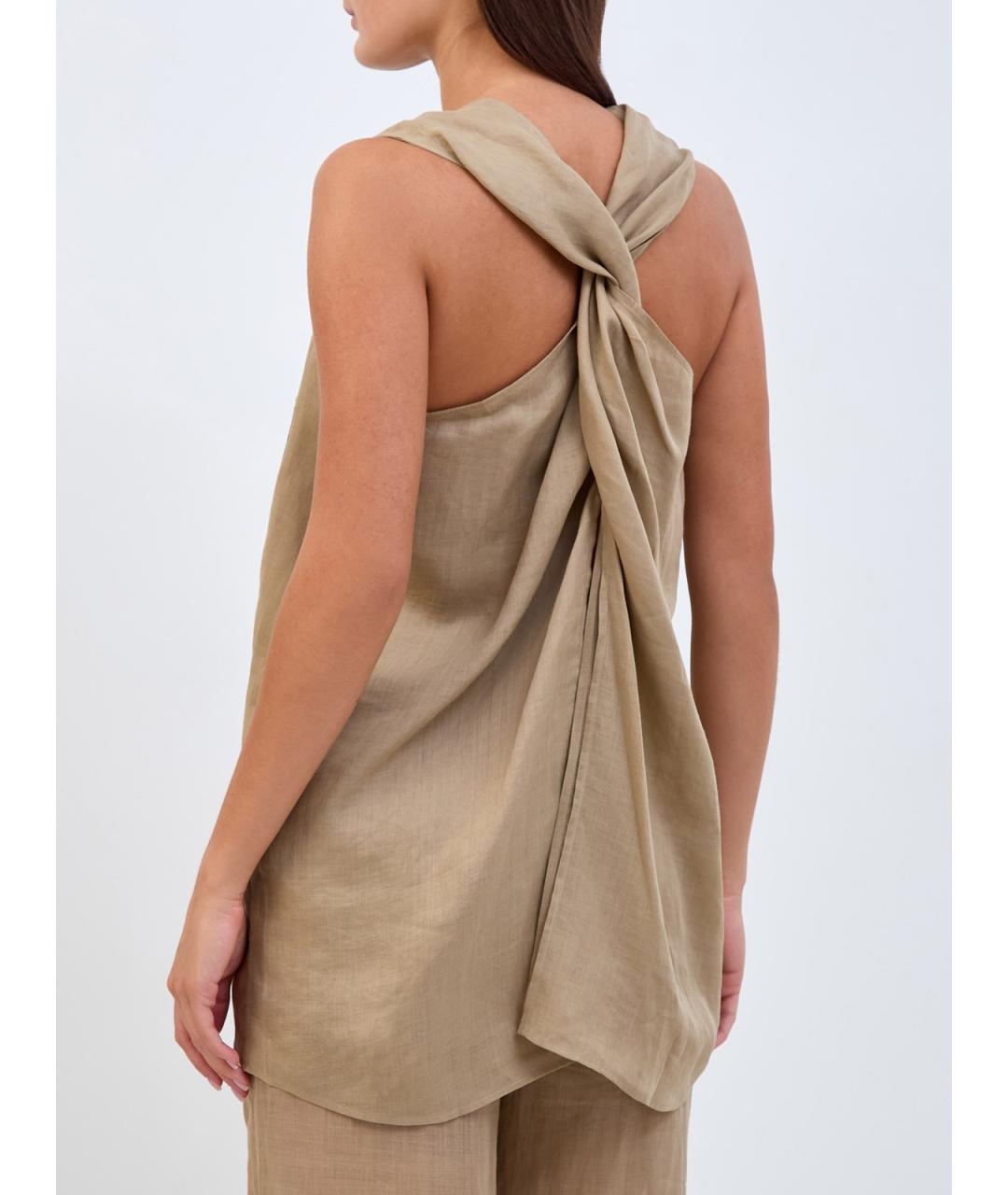 LORENA ANTONIAZZI Бежевая льняная майка, фото 4