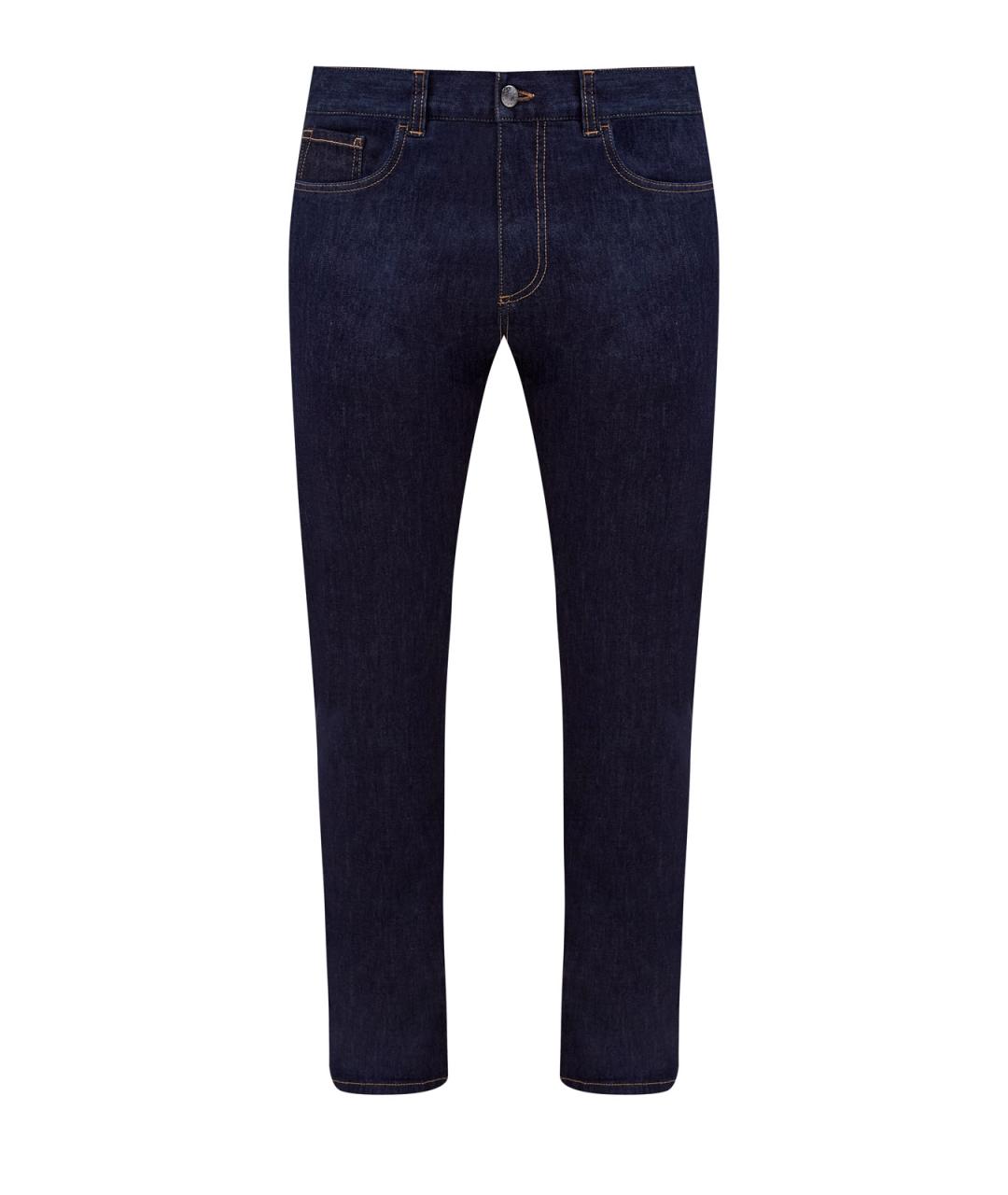 CANALI Синие хлопковые прямые джинсы, фото 1