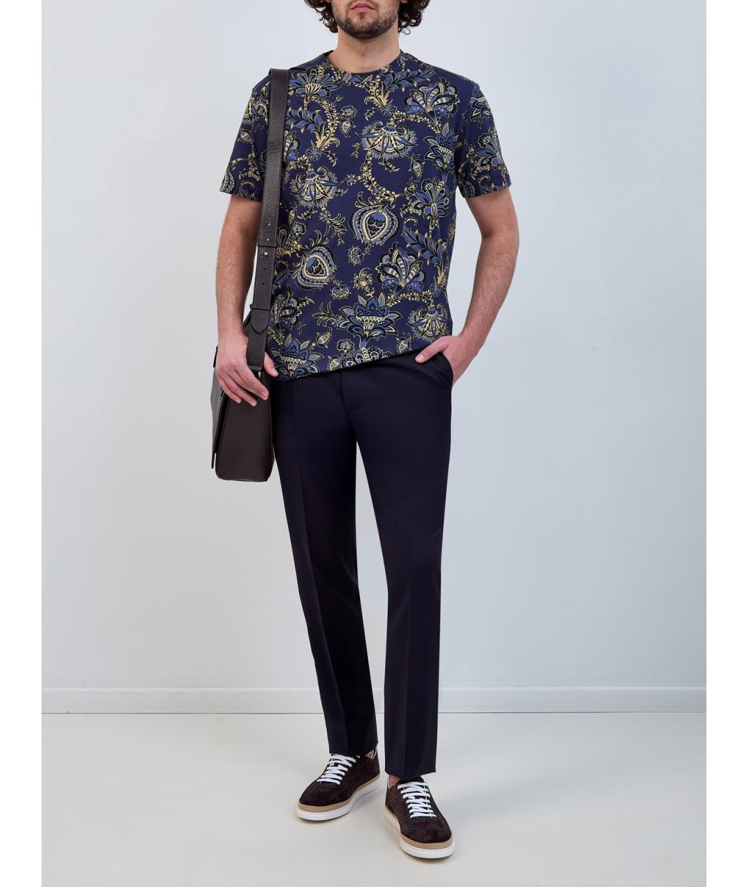 ETRO Синие шерстяные повседневные брюки, фото 2