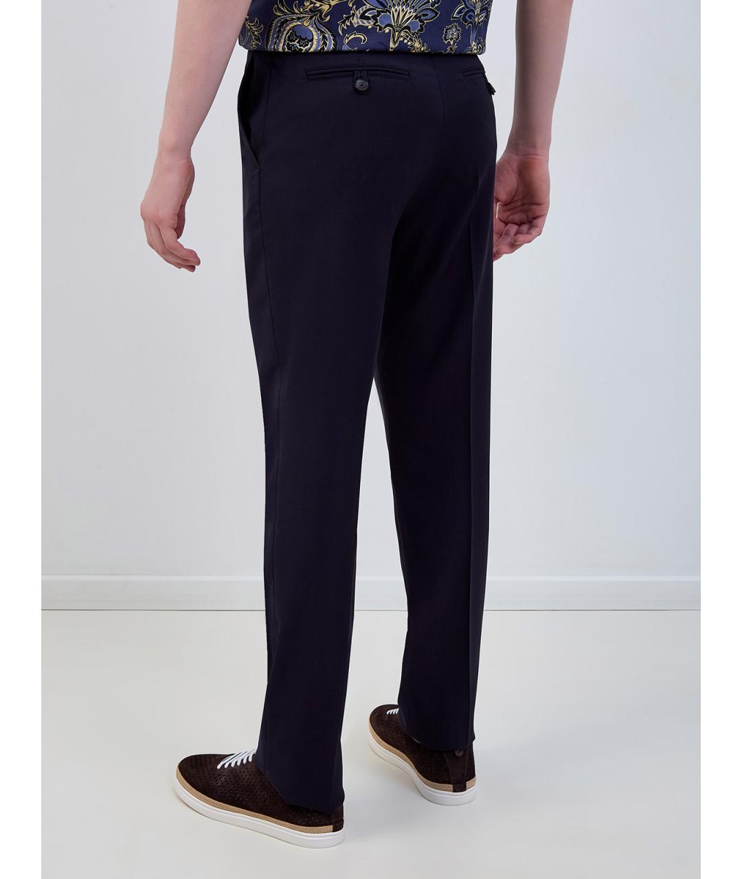 ETRO Синие шерстяные повседневные брюки, фото 4