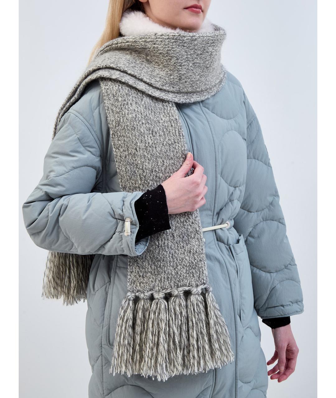 ELEVENTY Серый шерстяной шарф, фото 2