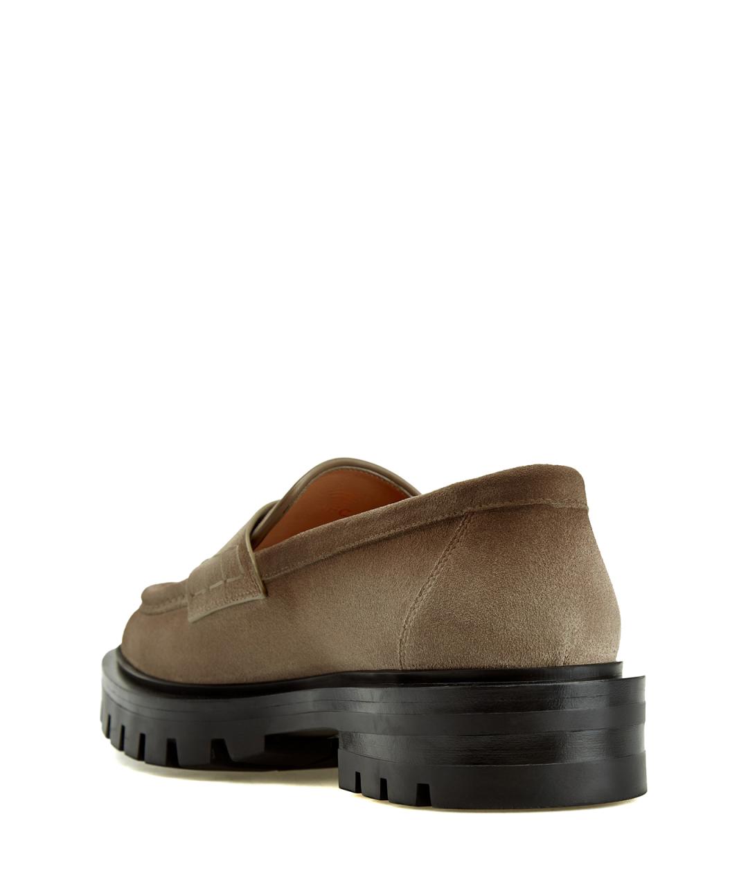 SANTONI Бежевые замшевые лоферы, фото 4