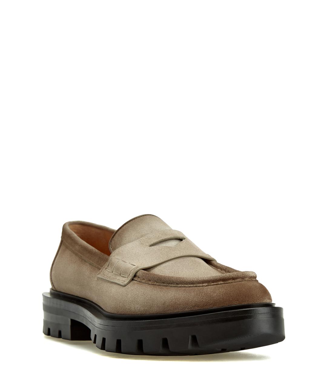 SANTONI Бежевые замшевые лоферы, фото 3