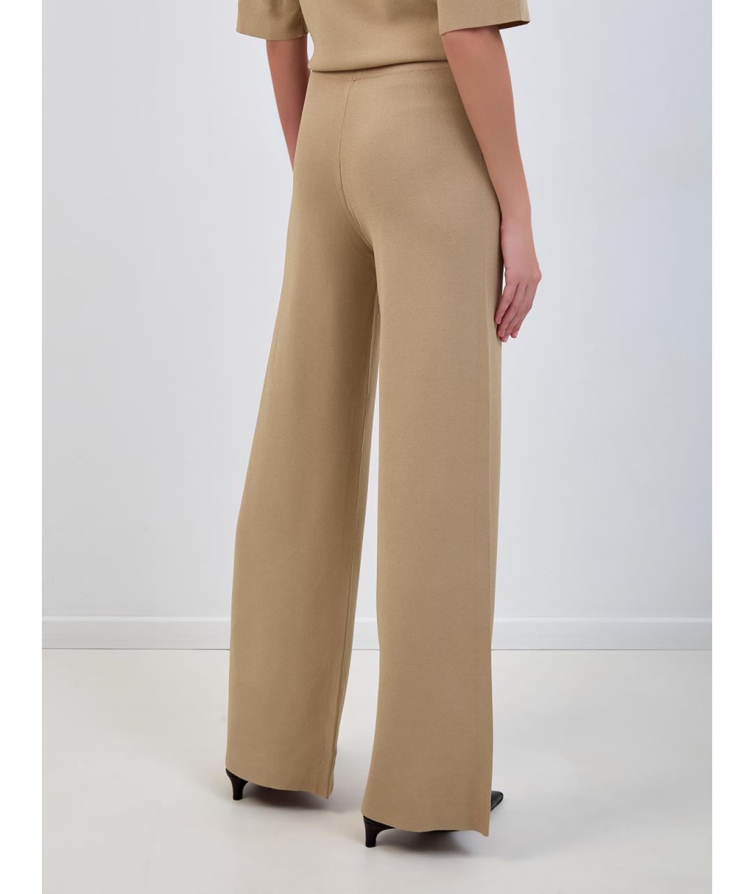 YVES SALOMON Коричневые вискозные прямые брюки, фото 4