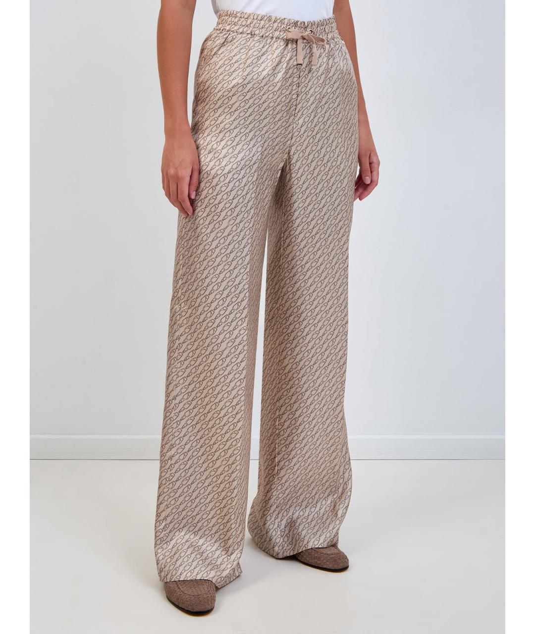 HERNO Бежевые шелковые брюки широкие, фото 3