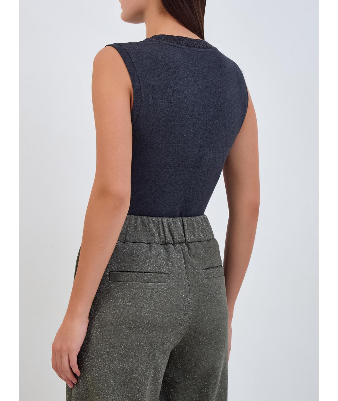 PESERICO Серая хлопковая блузы, фото 4