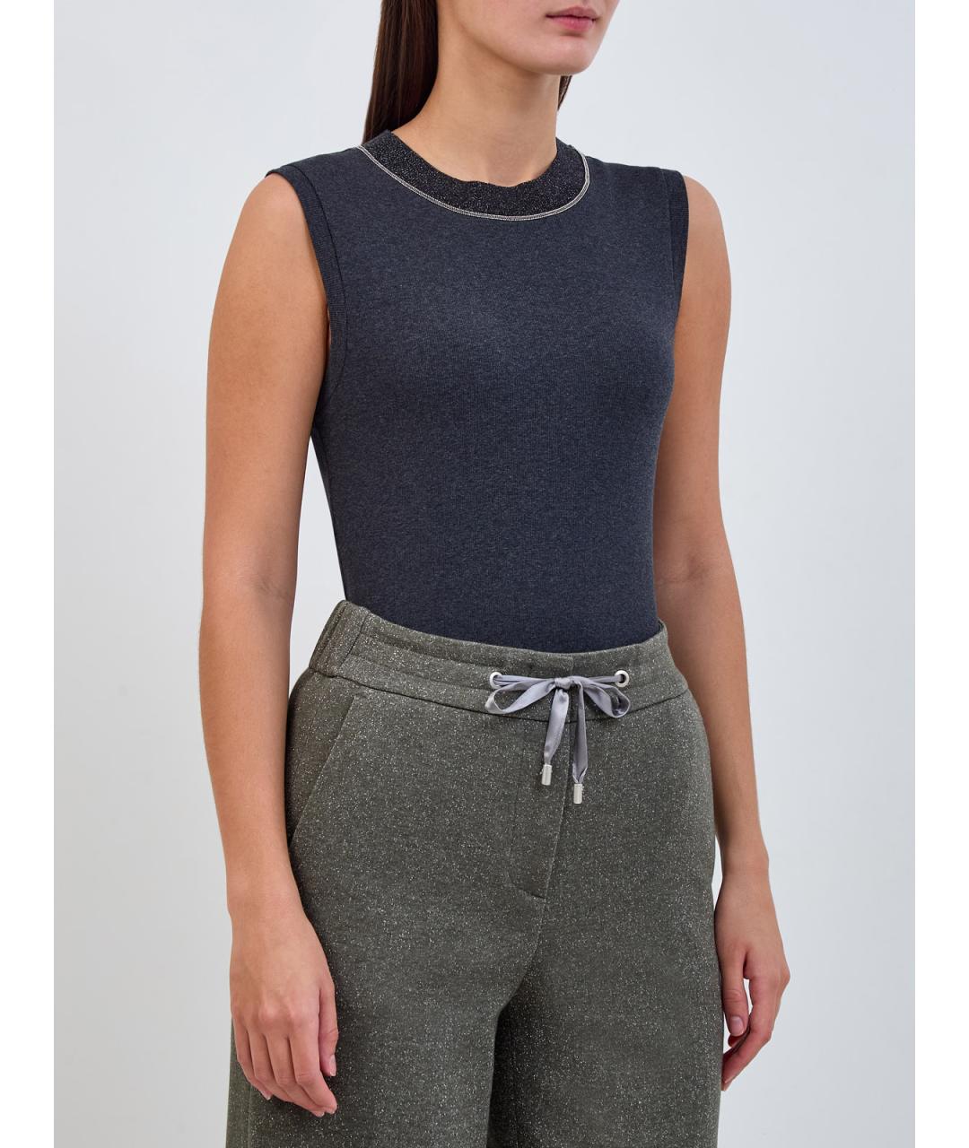 PESERICO Серая хлопковая блузы, фото 3