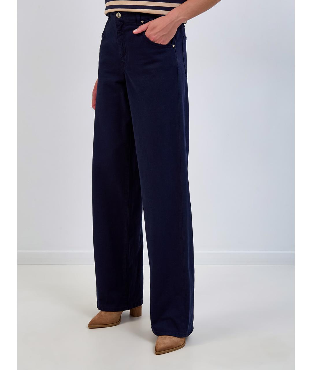 LORENA ANTONIAZZI Темно-синие хлопковые джинсы клеш, фото 3