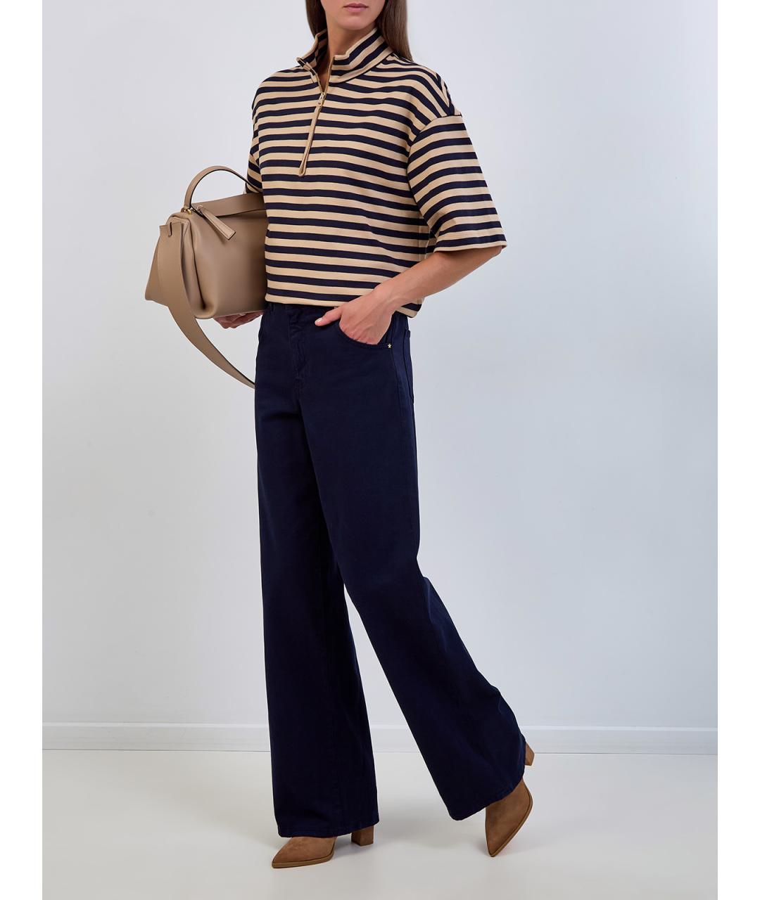 LORENA ANTONIAZZI Темно-синие хлопковые джинсы клеш, фото 2