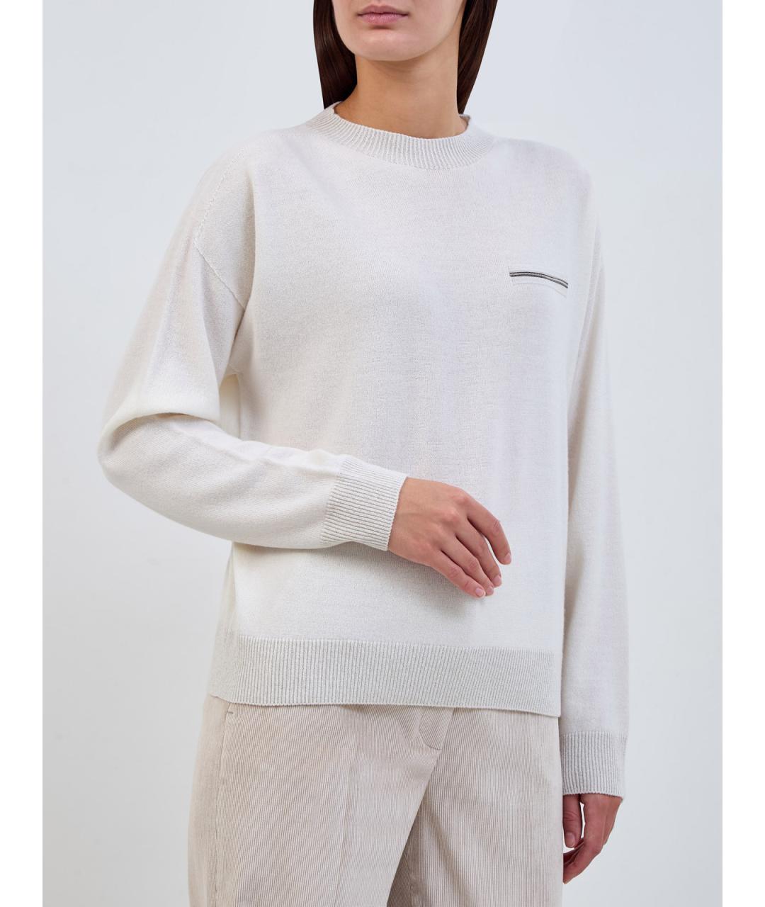 PESERICO Белый кашемировый джемпер / свитер, фото 3