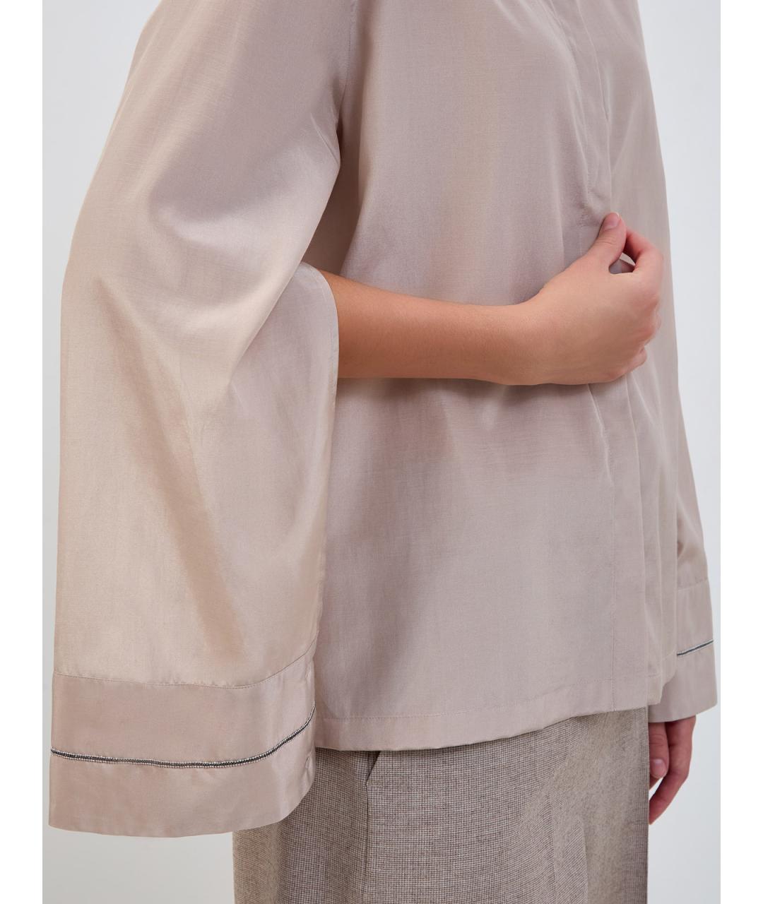 PESERICO Бежевая шелковая рубашка, фото 3