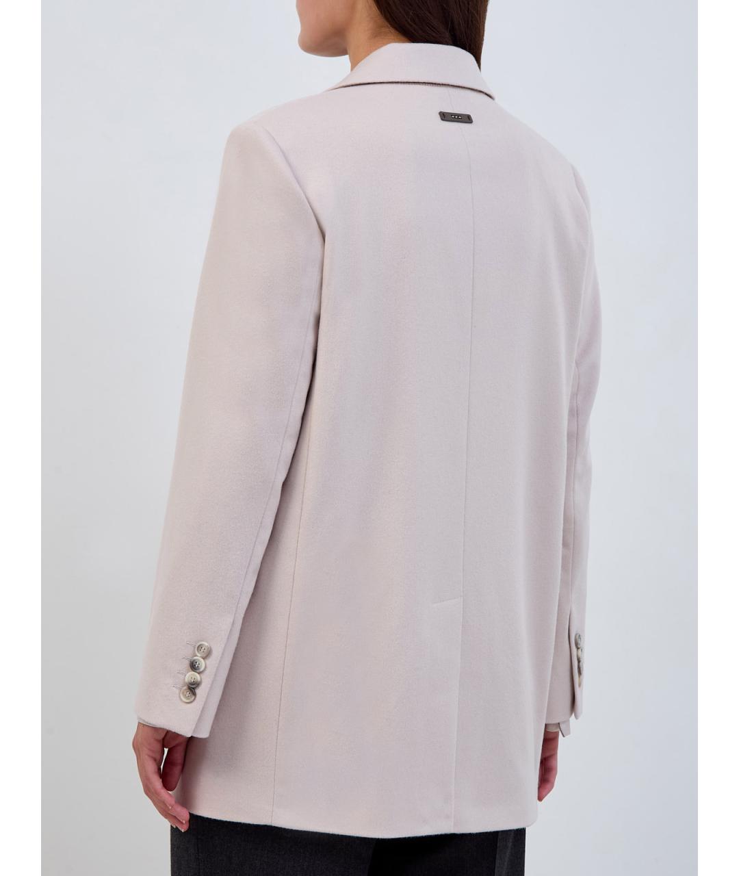 PESERICO Бежевый шерстяной жакет/пиджак, фото 4