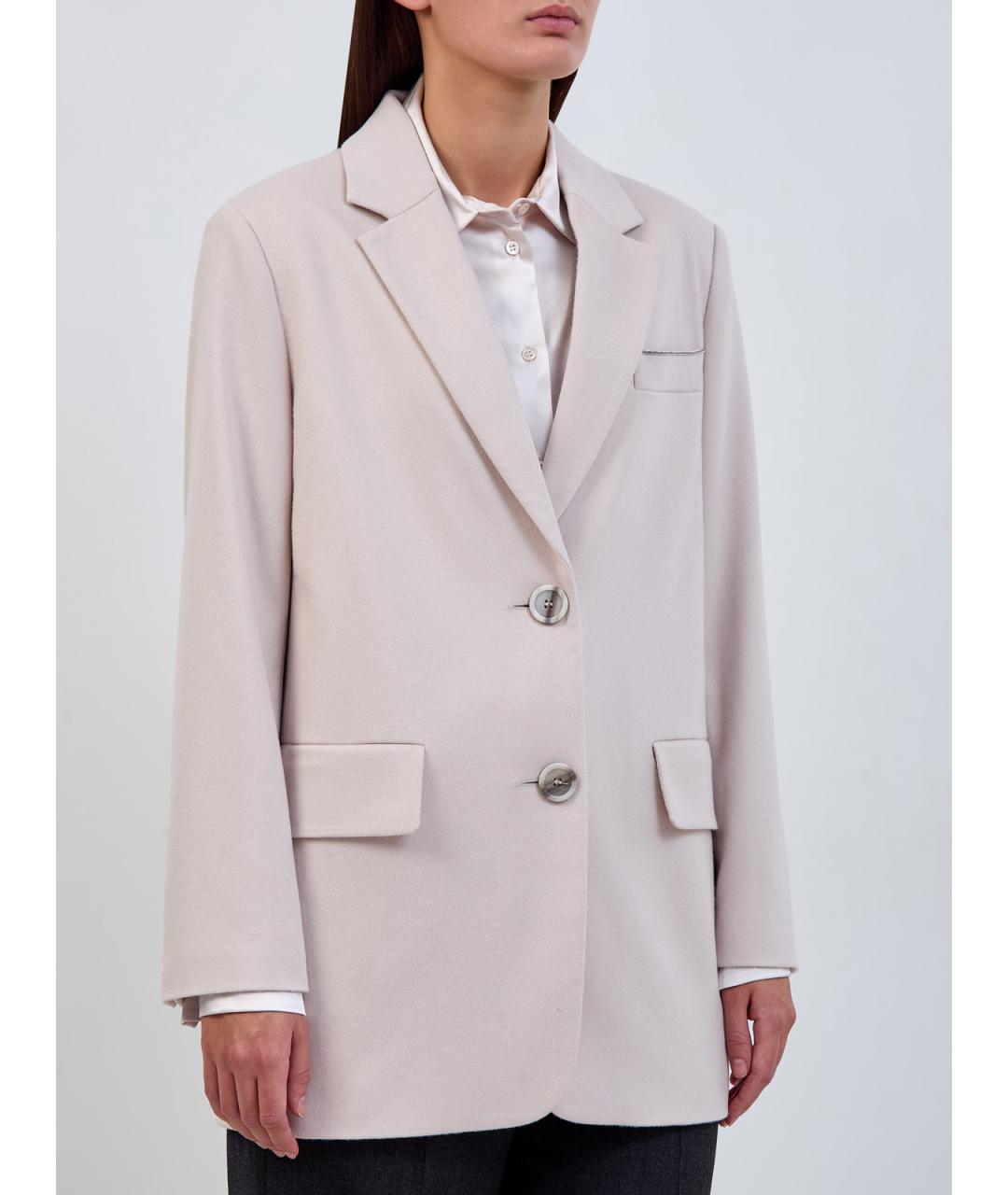 PESERICO Бежевый шерстяной жакет/пиджак, фото 3