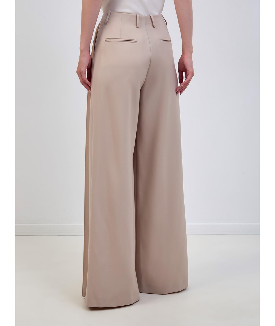 GIUSEPPE DI MORABITO Бежевые шерстяные брюки широкие, фото 4