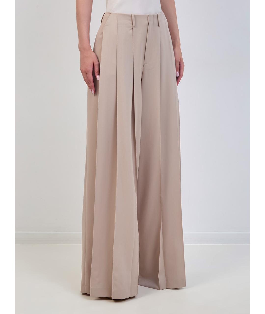 GIUSEPPE DI MORABITO Бежевые шерстяные брюки широкие, фото 3