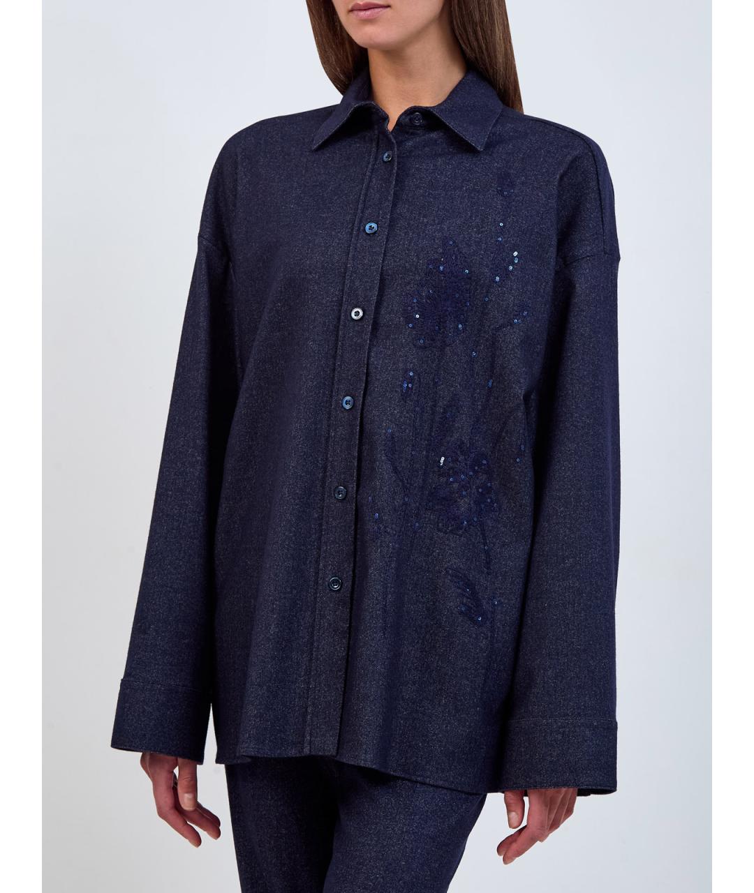 ELEVENTY Синяя шерстяная рубашка, фото 3