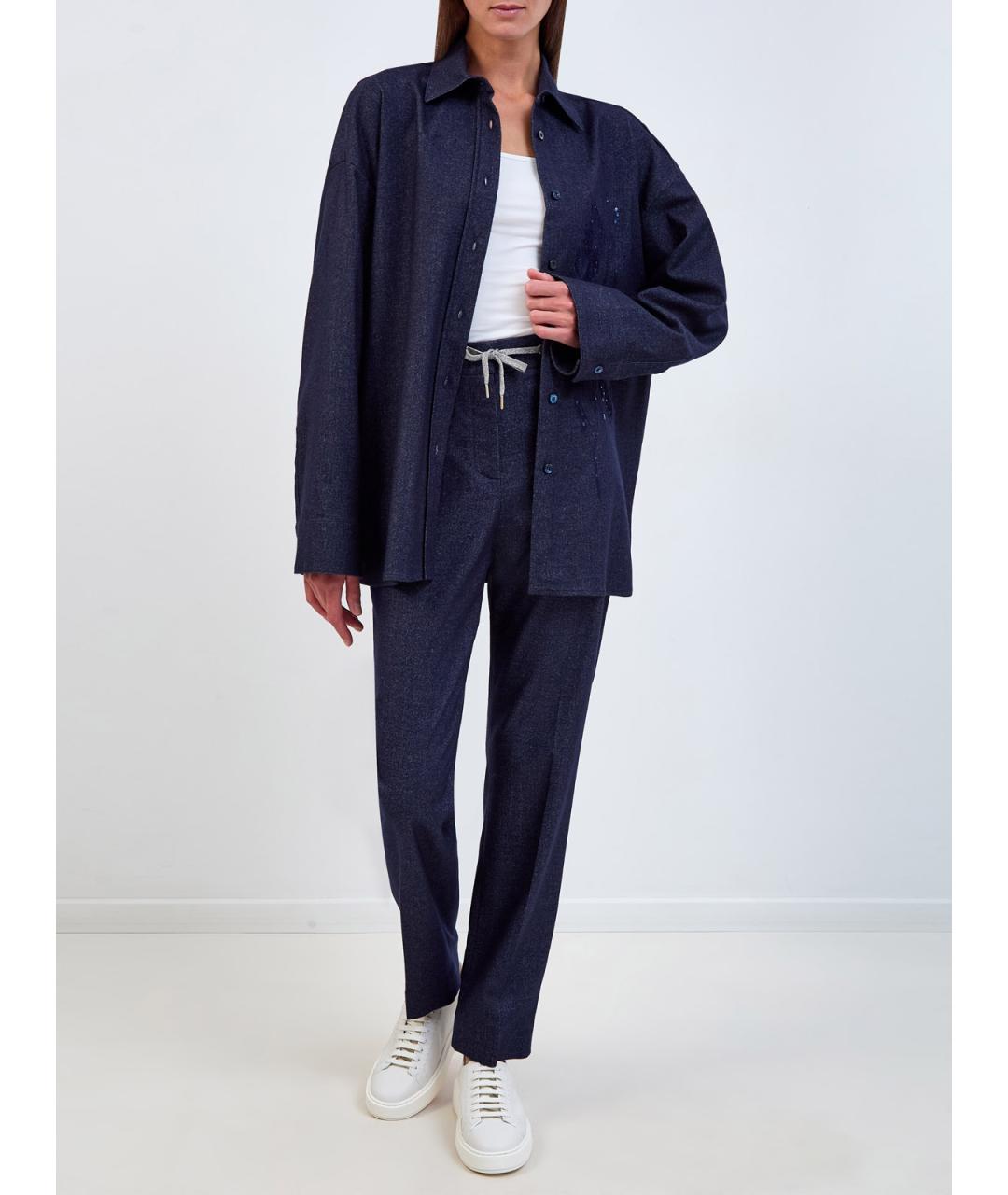 ELEVENTY Синяя шерстяная рубашка, фото 2